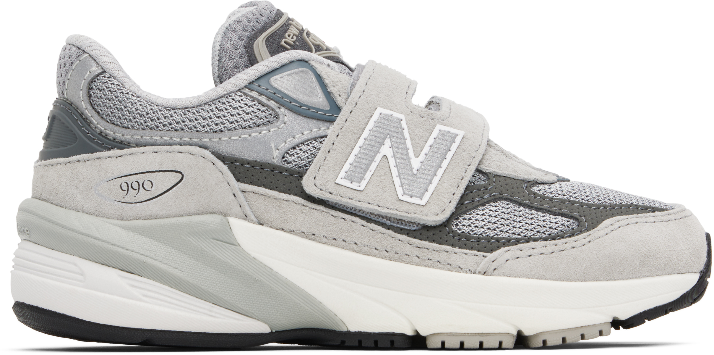 Little Kids Gray & Silver FuelCell 990v6 Hook and Loop Sneakers by