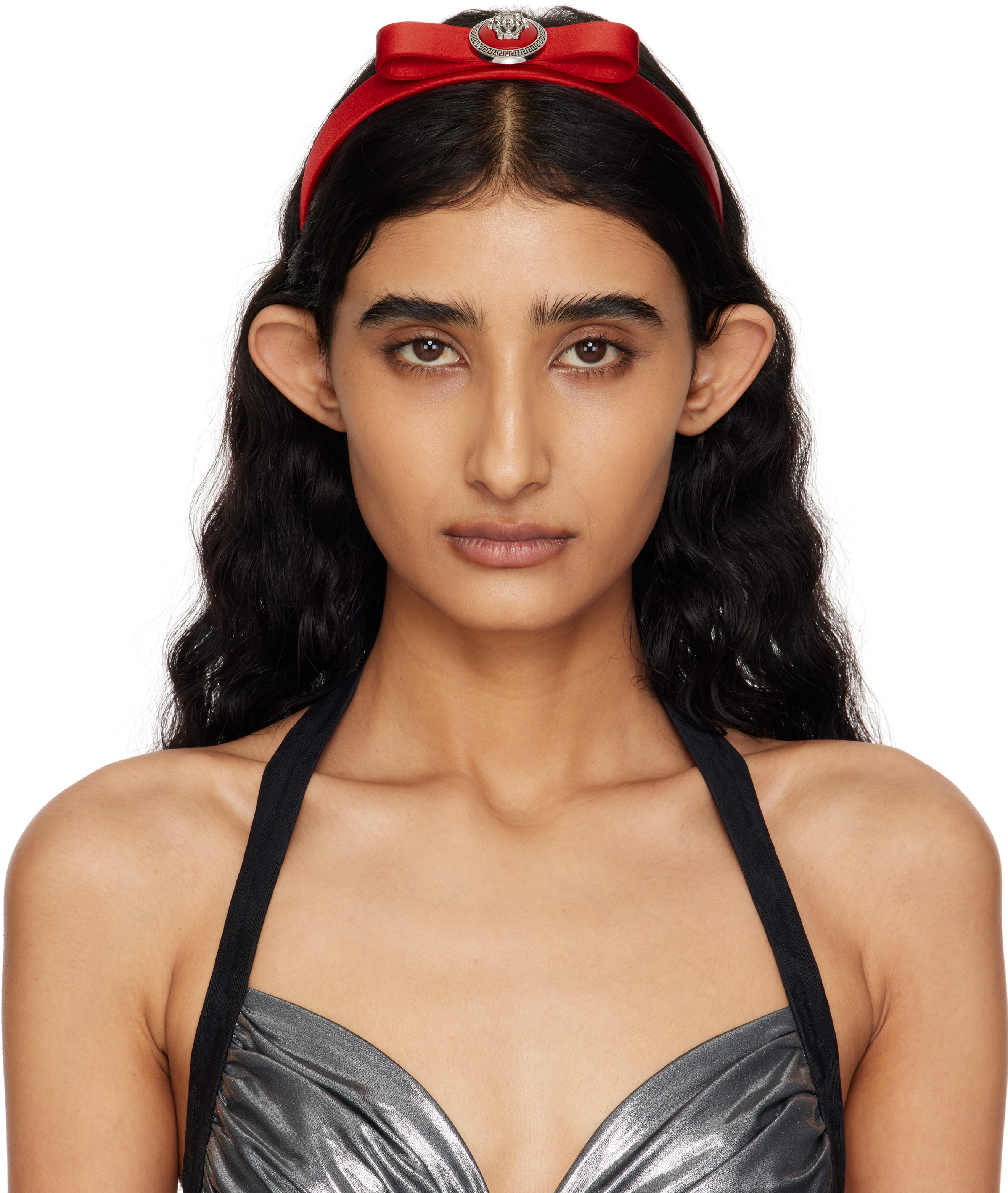 【VERSACE】GIANNI RIBBON SATIN HEADBAND Red Gianni Ribbon Headband by Versace on Sale