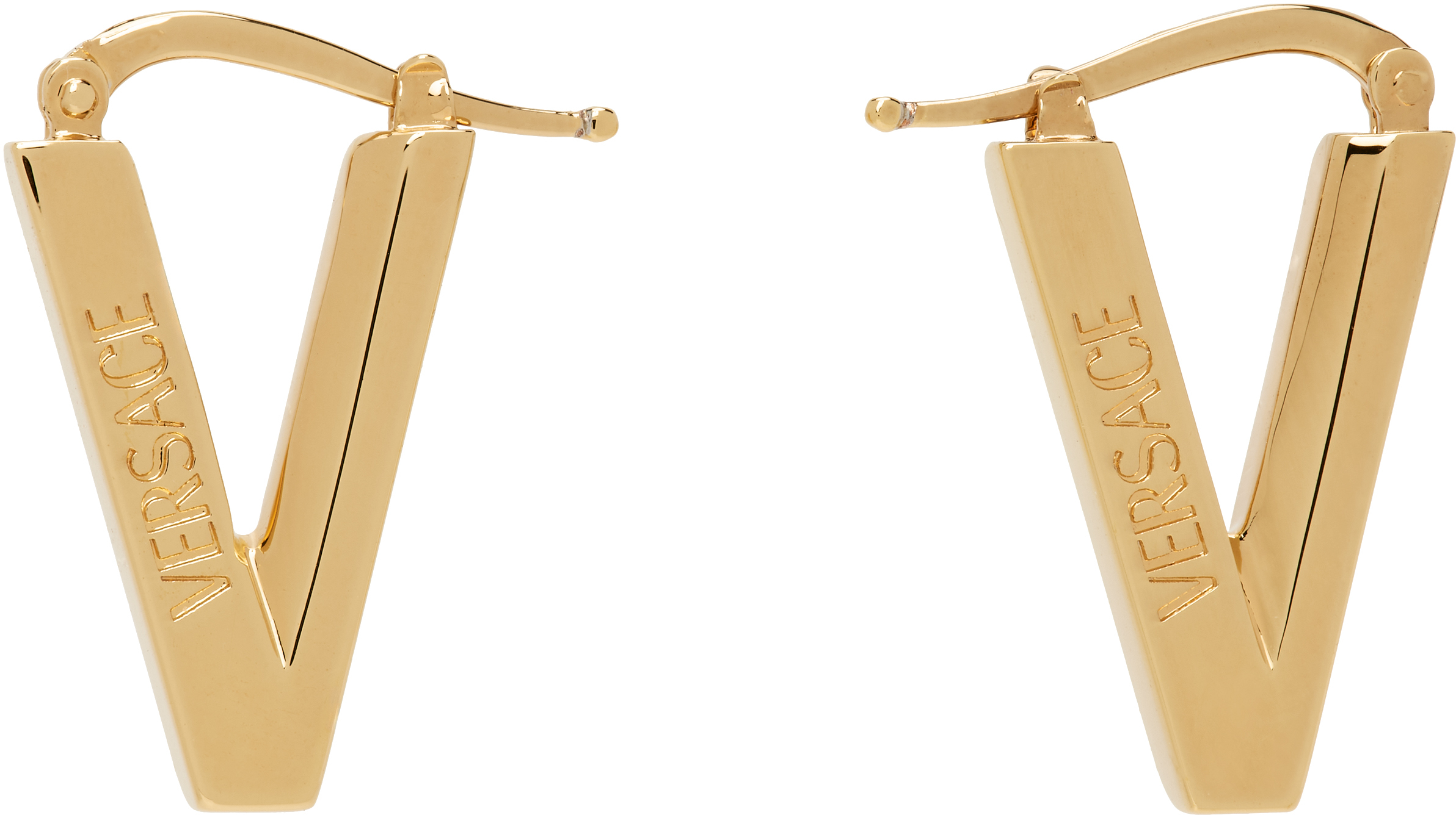 Gold V2025 Chain Earrings by Versace on Sale