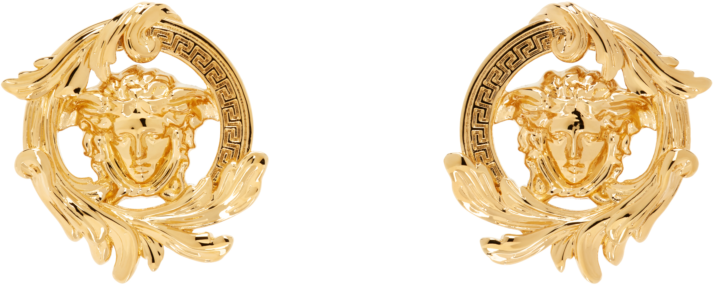 【関税込み】Versace ゴールド メドゥーサ バロッコ ピアス Versace La Medusa Greca Earrings | Metallic | FARFETCH