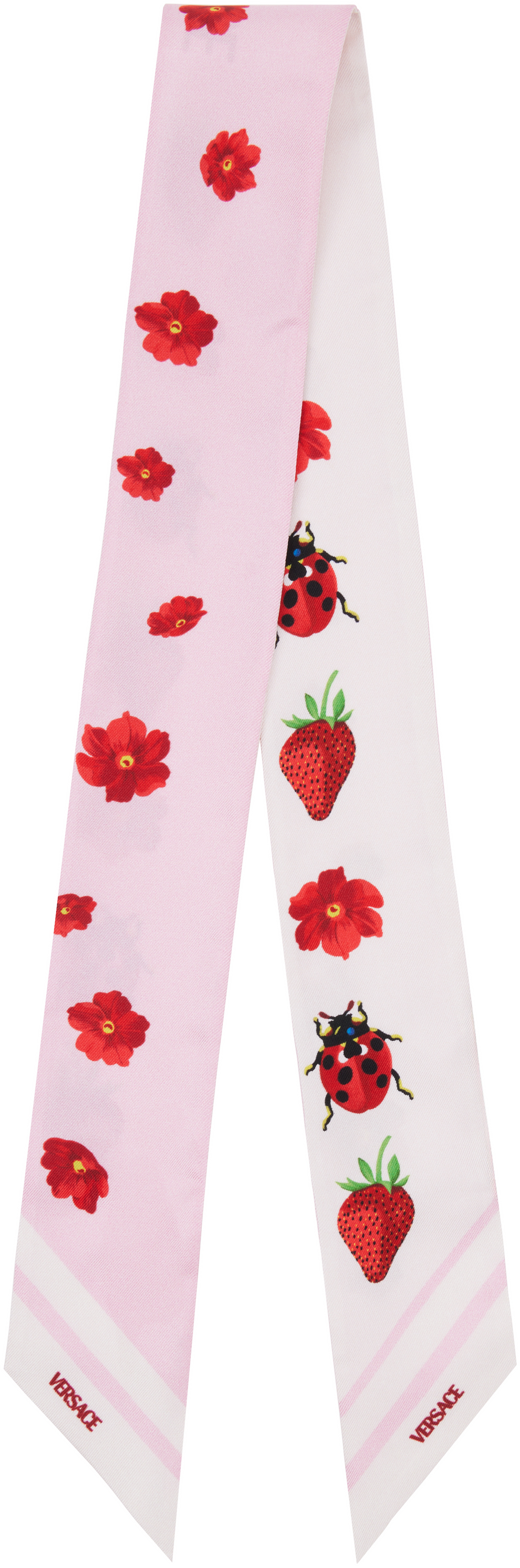 Pink Strawberry Garden Silk Scarf by Versace on Sale