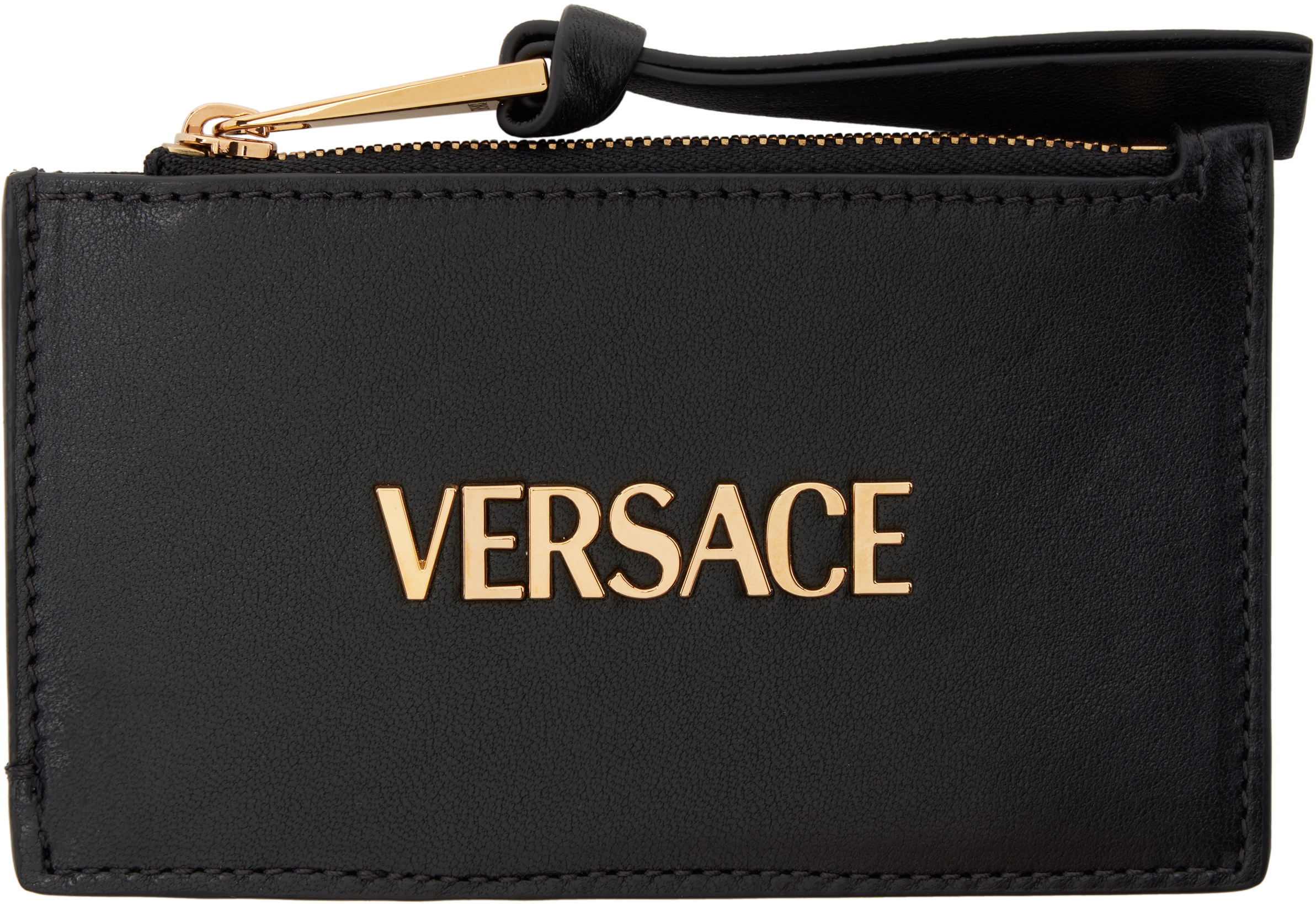 ★Versace★ ブラック 'Versace' タグ ジップカードケース 90_1018746-