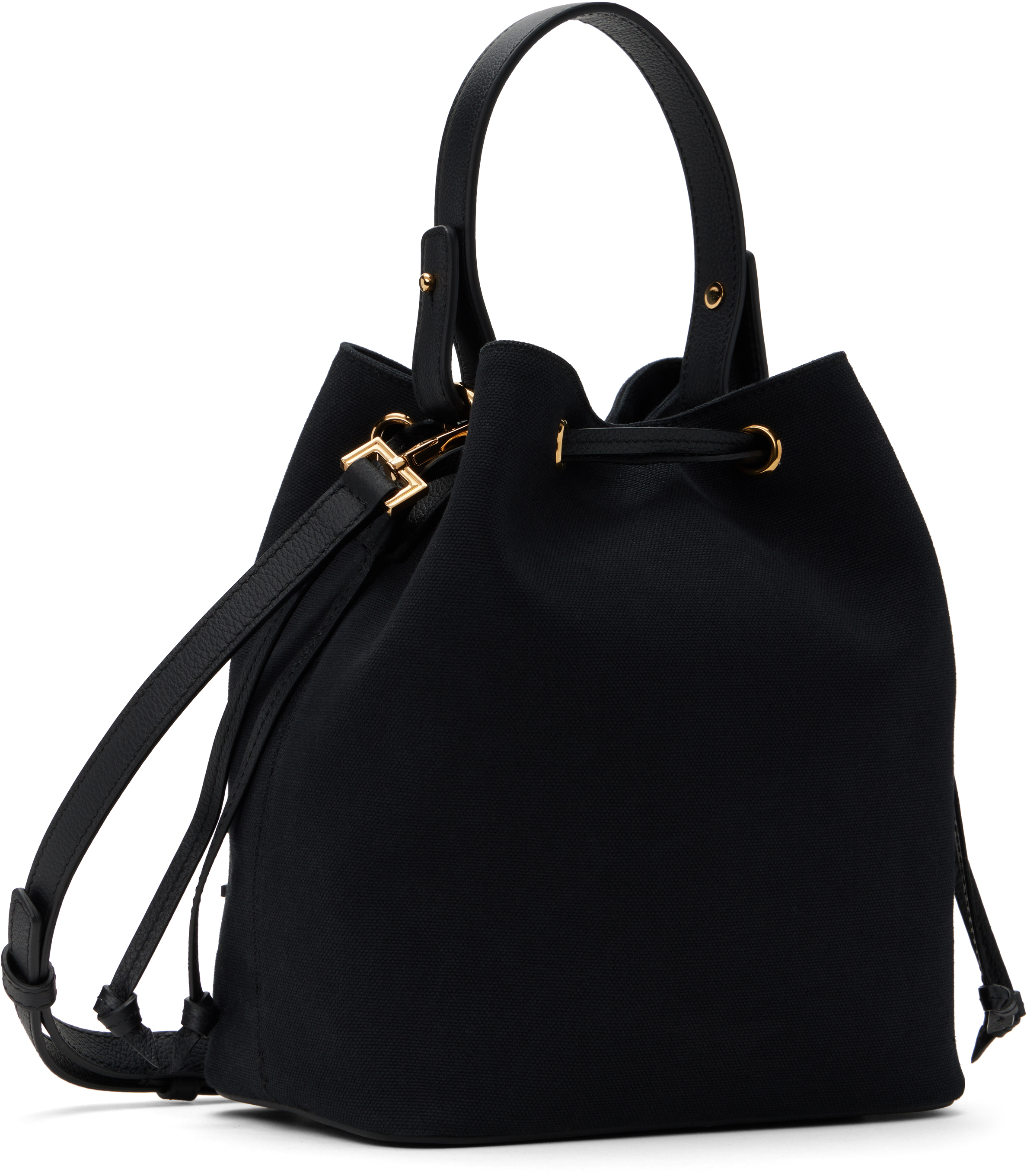 Versace Black 'la Medusa' Canvas Bucket Bag In 1b00v-black-
