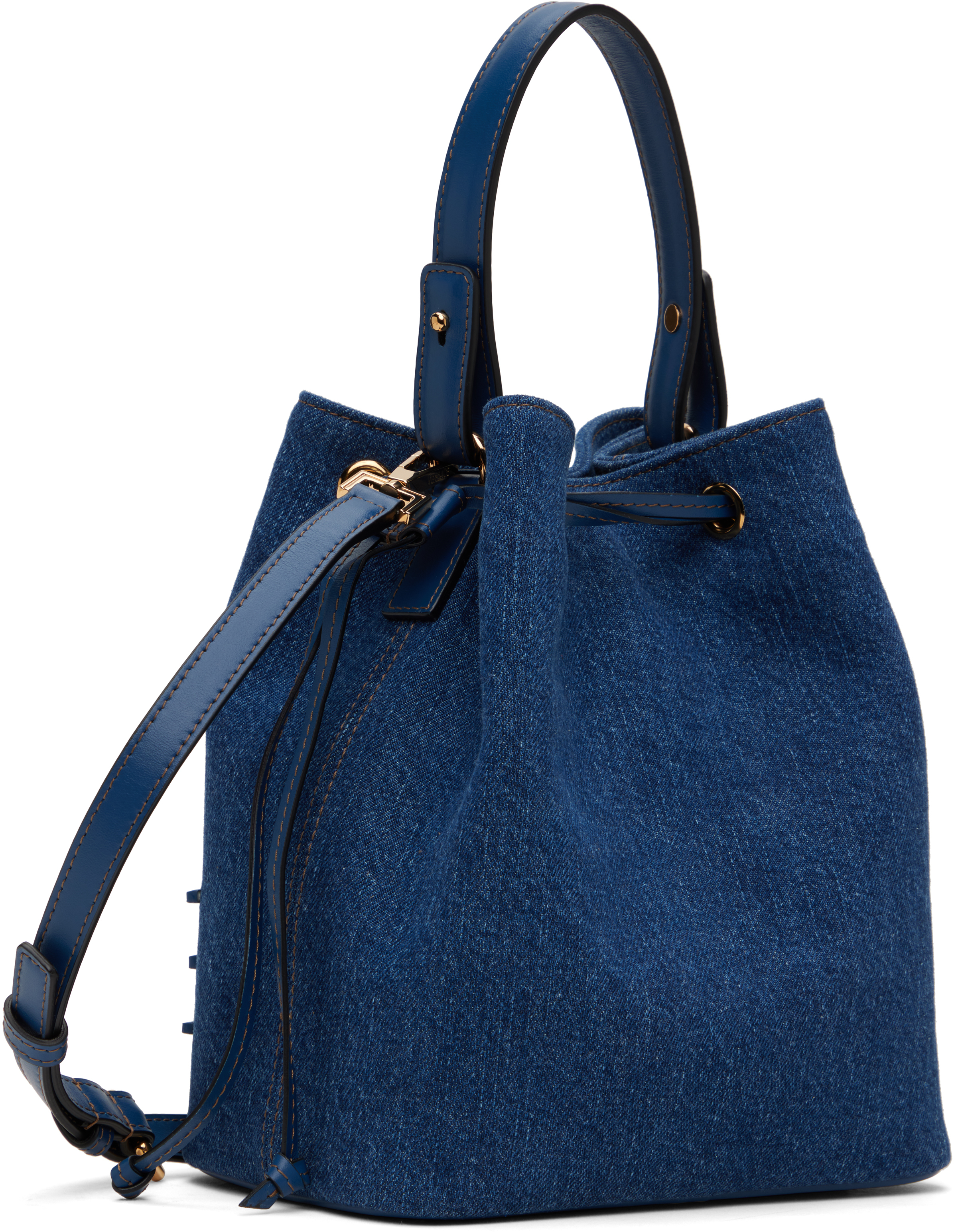 Versace Navy 'la Medusa' Denim Bucket Bag In 1uc7v-navy Blue-vers