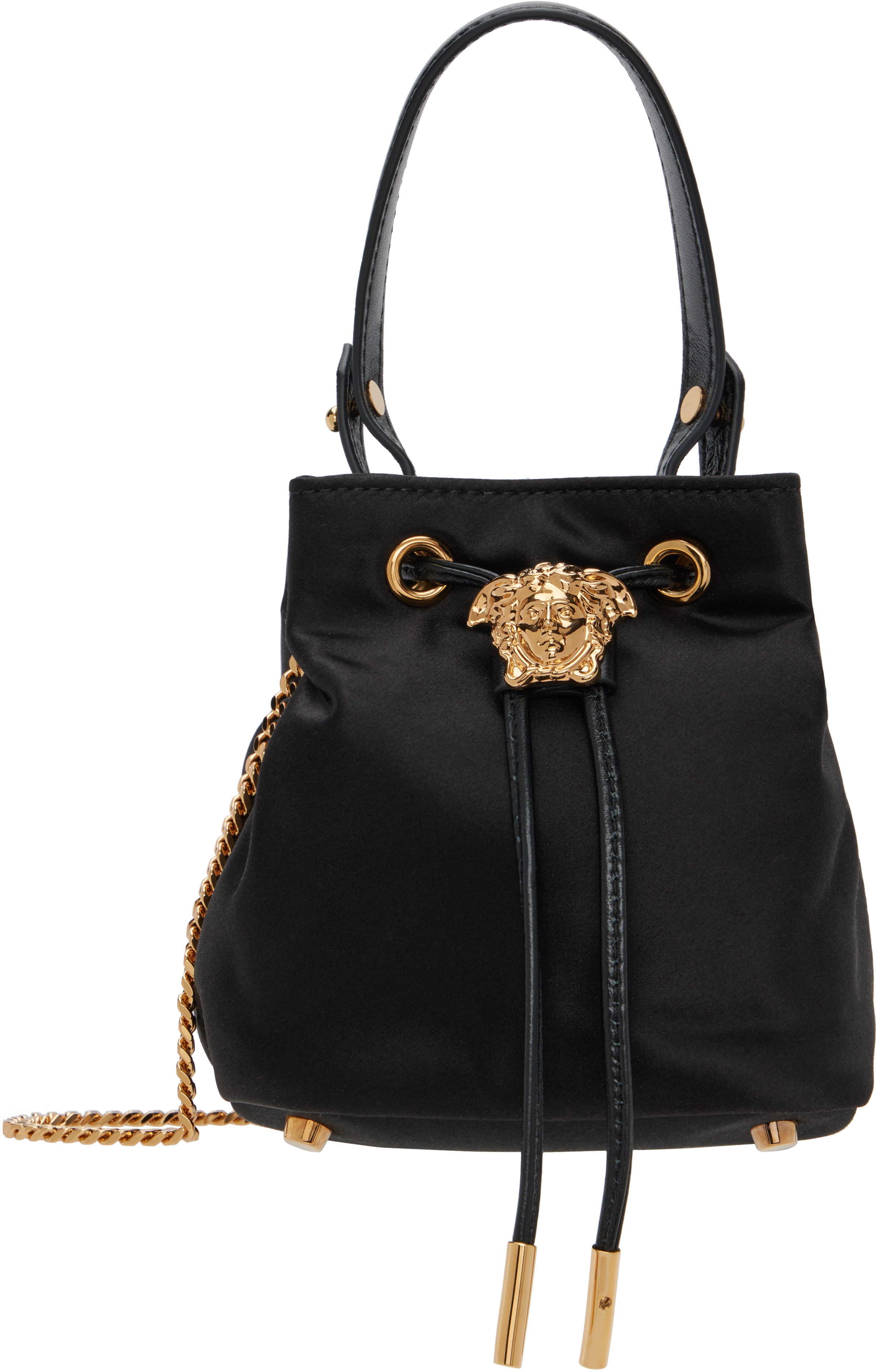 Black 'La Medusa' Satin Mini Bucket Bag