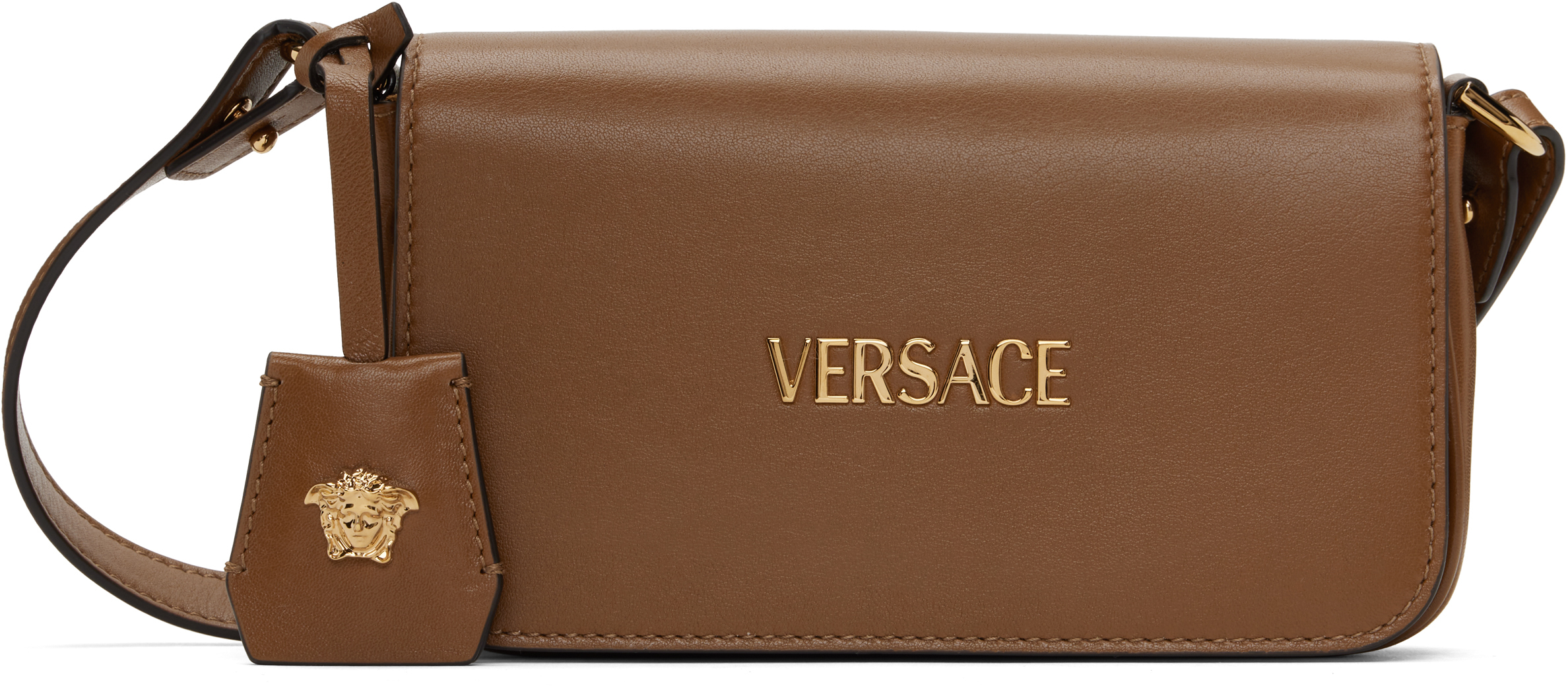 バッグ・カバンその他 VERSACE Woman Mini bag Brown 10098191A06487 1NA6V Brown 'Versace' Tag Mini Bag by Versace on Sale