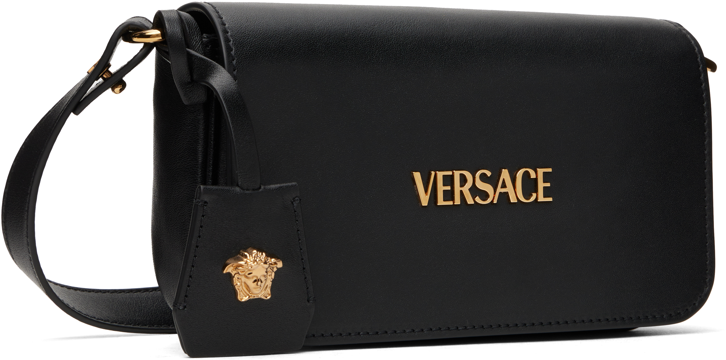 Versace Black Tag Mini Shoulder Bag In 1b00v-black-