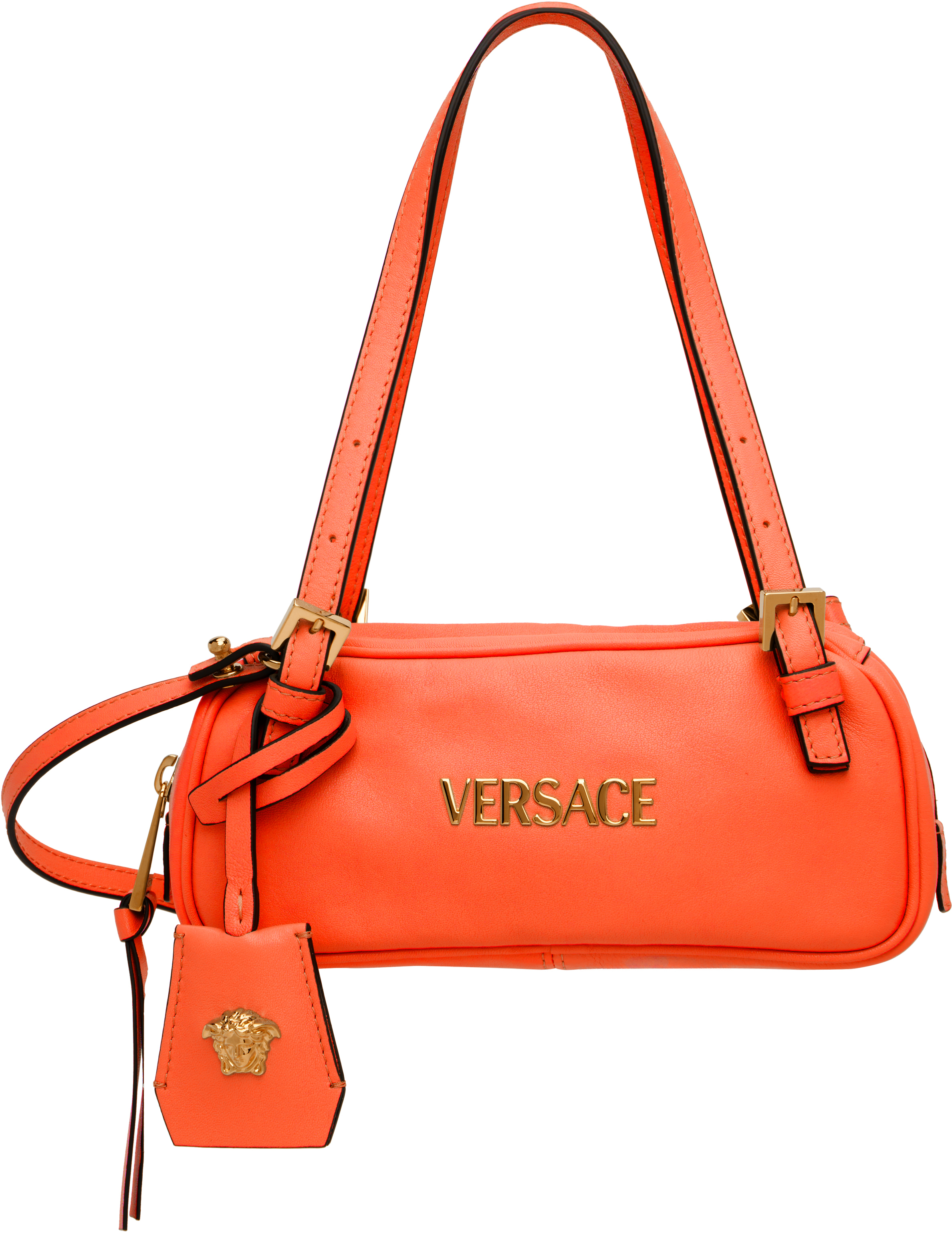Orange Versace Tag Bowling Mini Bag