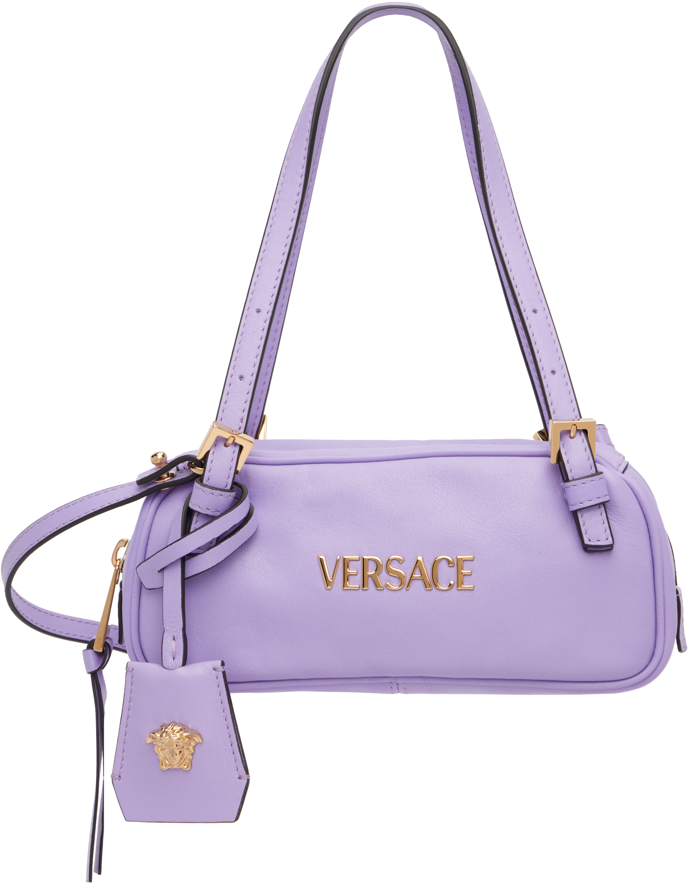 Purple Versace Tag Bowling Mini Bag