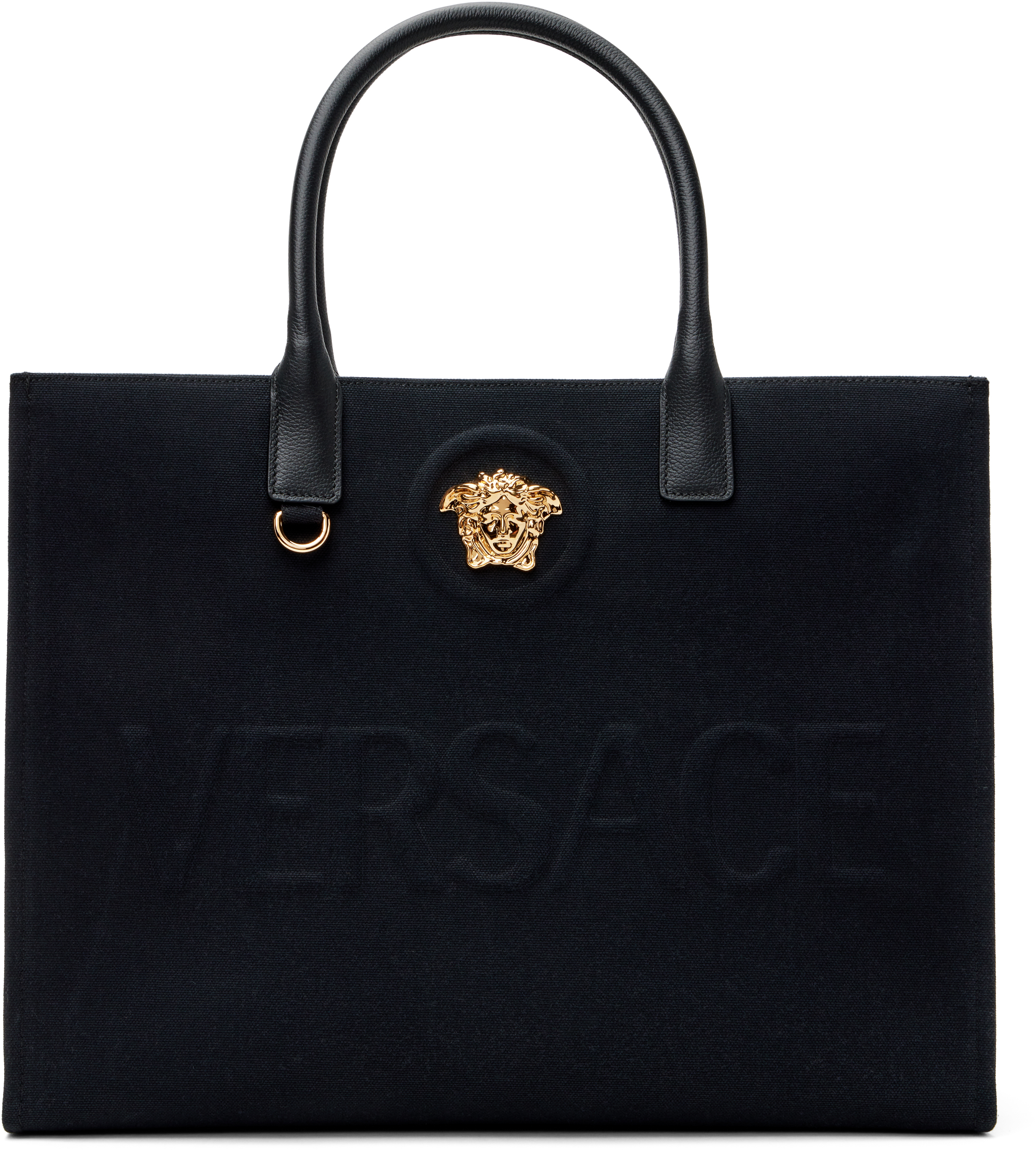 Versace: ブラック ラージ 'La Medusa' キャンバス トートバッグ