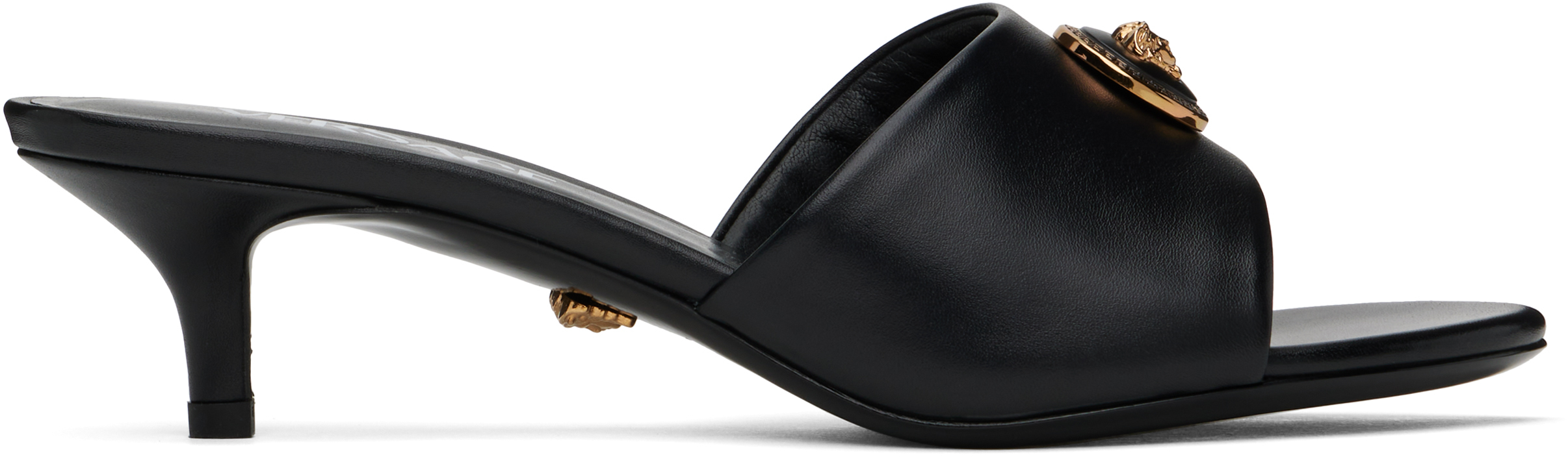 Black Alia 45 mm Heeled Sandals by Versace on Sale
