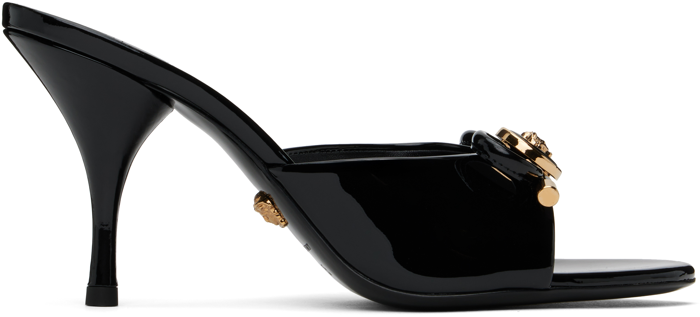 【関税&送料込み】Versace Opera Sandals Versace: Black Opera Bow Patent 85 mm Heeled Sandals