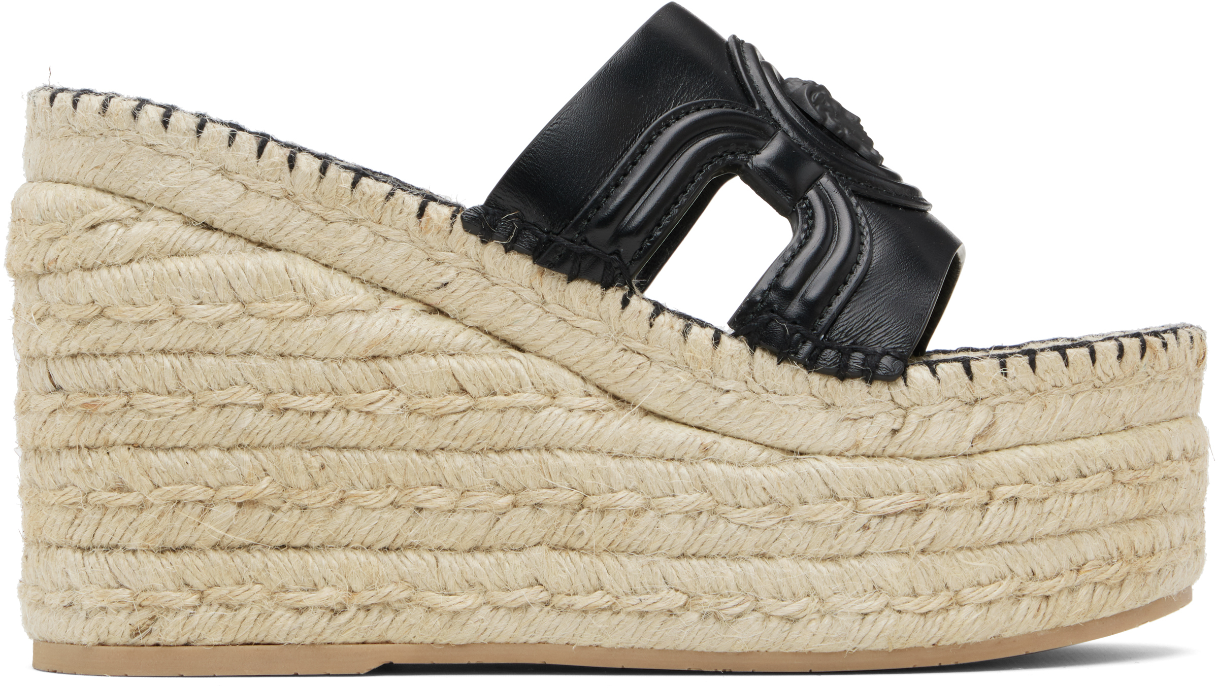Black Medusa Platform Espadrilles Heeled Sandals