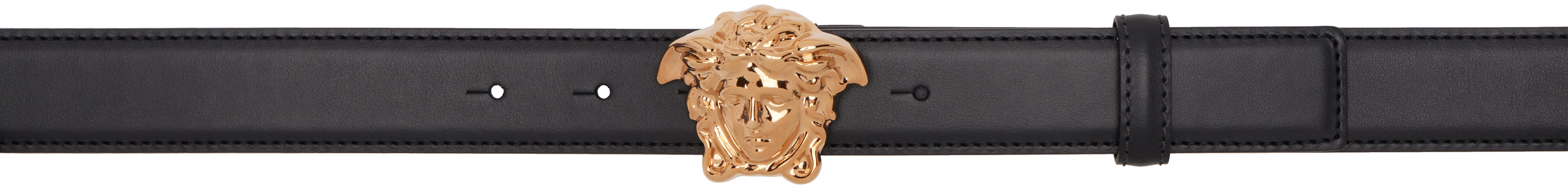 Black 'La Medusa' Leather 3 CM Belt