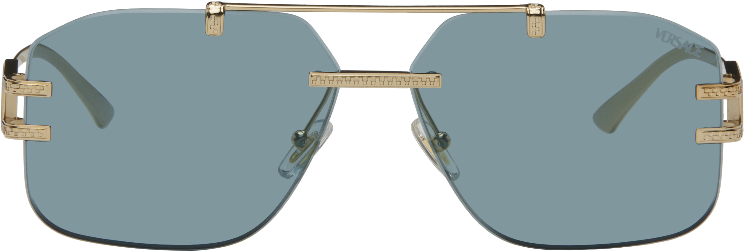 【関税込み】Versace ゴールド Damier Plaque サングラス Gold Damier Plaque Sunglasses by Versace on Sale