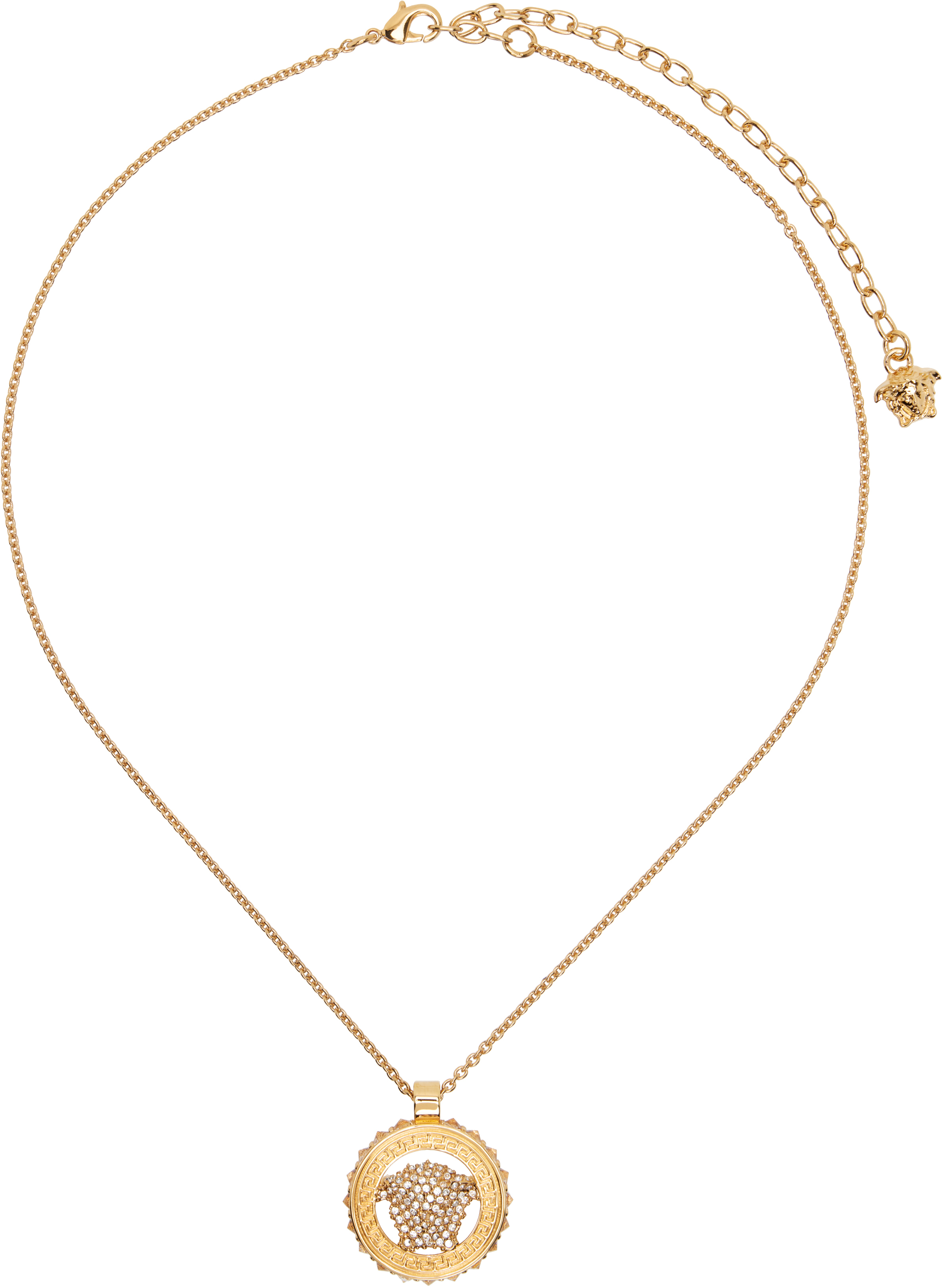 Versace ネックレスメデューサラインストーンゴールドカラー