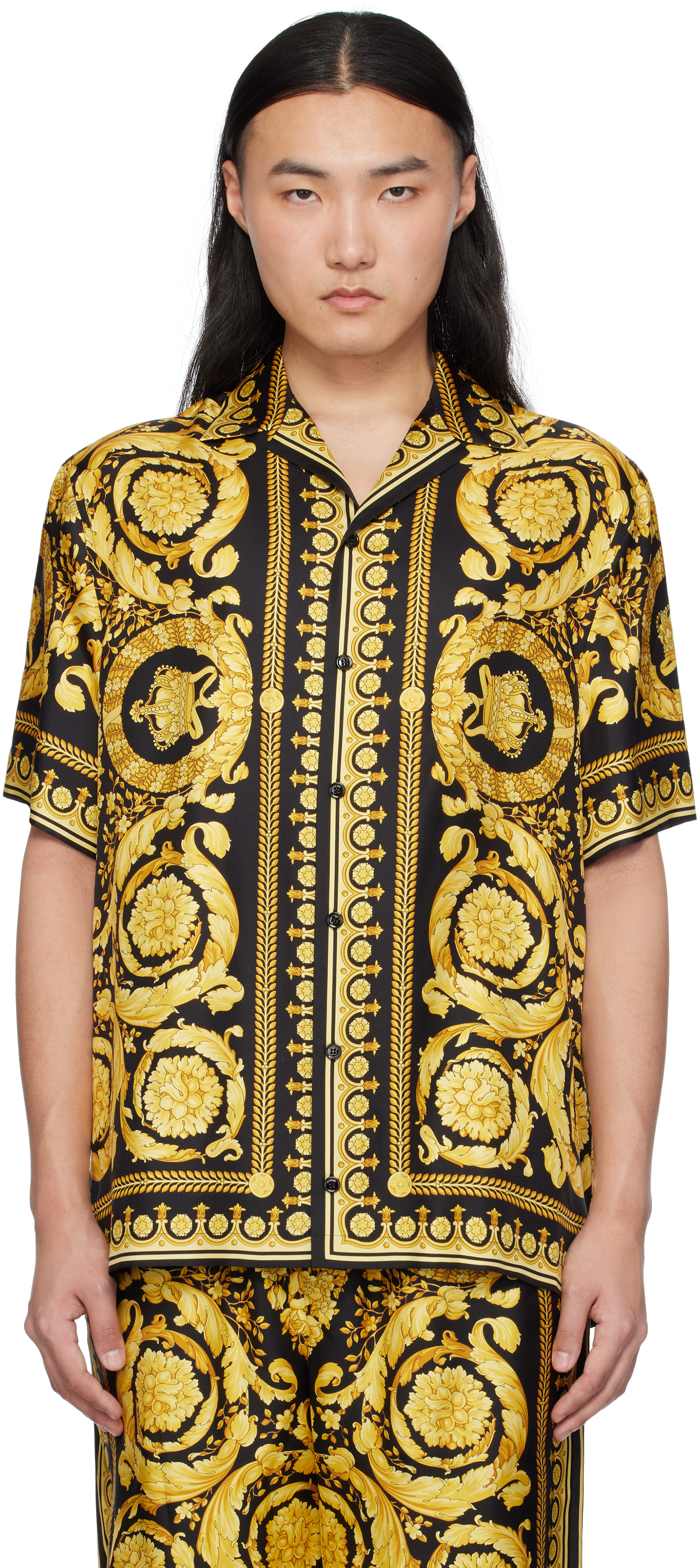 Ｖersce SILK バロッコ ブルゾン 48 バロッコ シルク シャツ ブラック,プリント | VERSACE JP