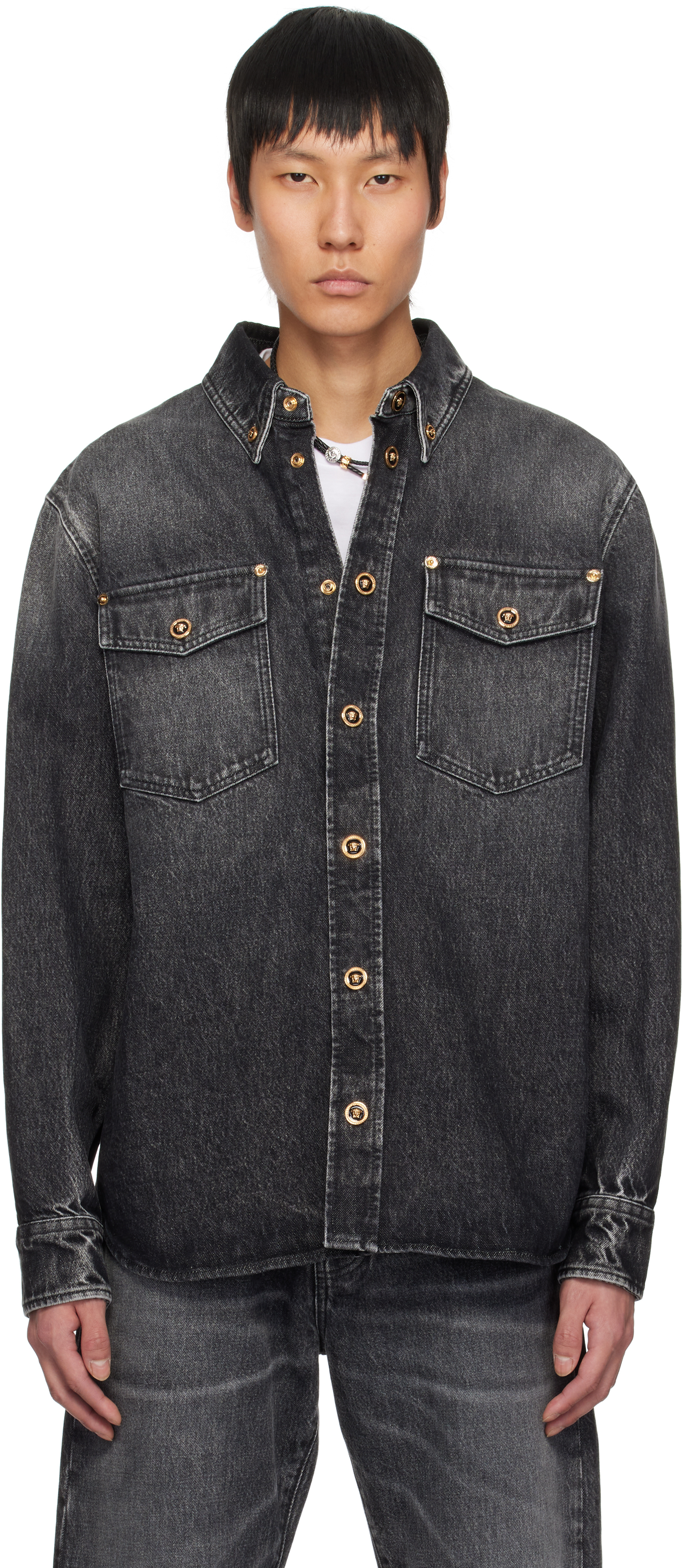 Black Stonewashed Denim Overshirt