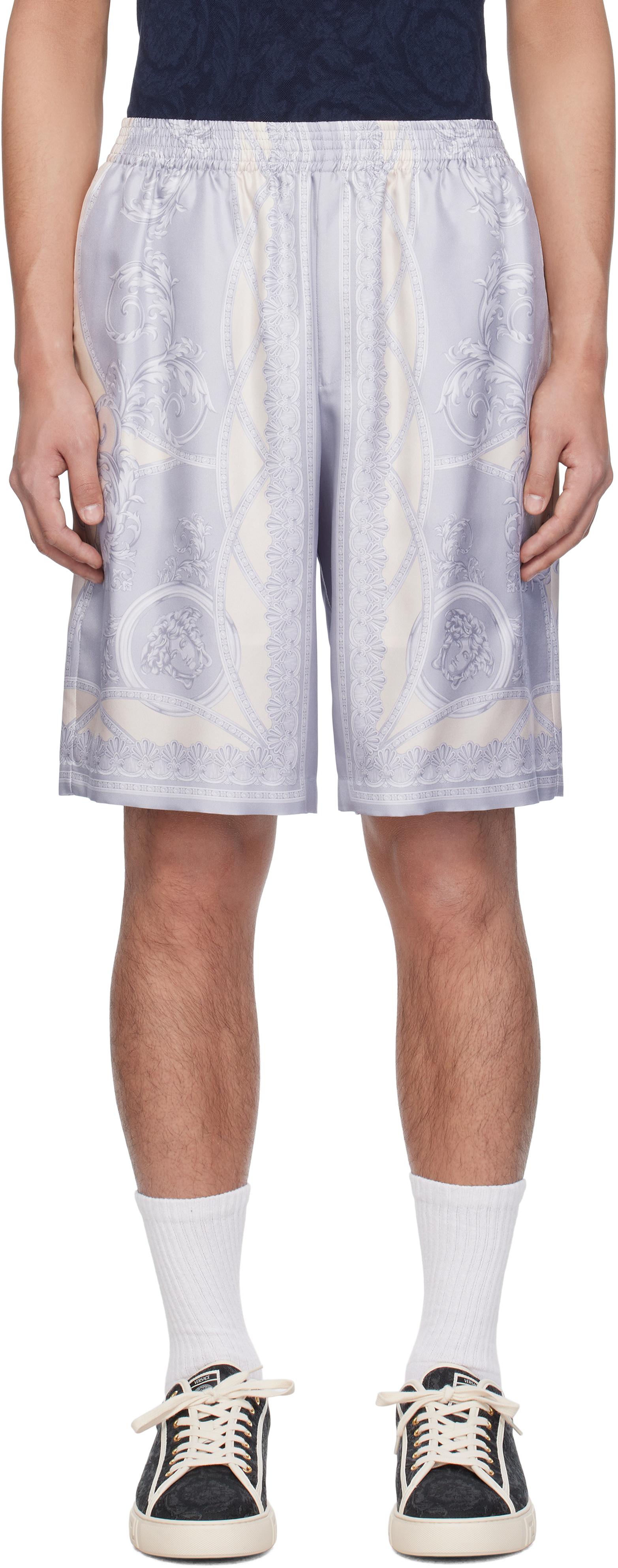 Gray 'La Coupe des Dieux' Silk Shorts