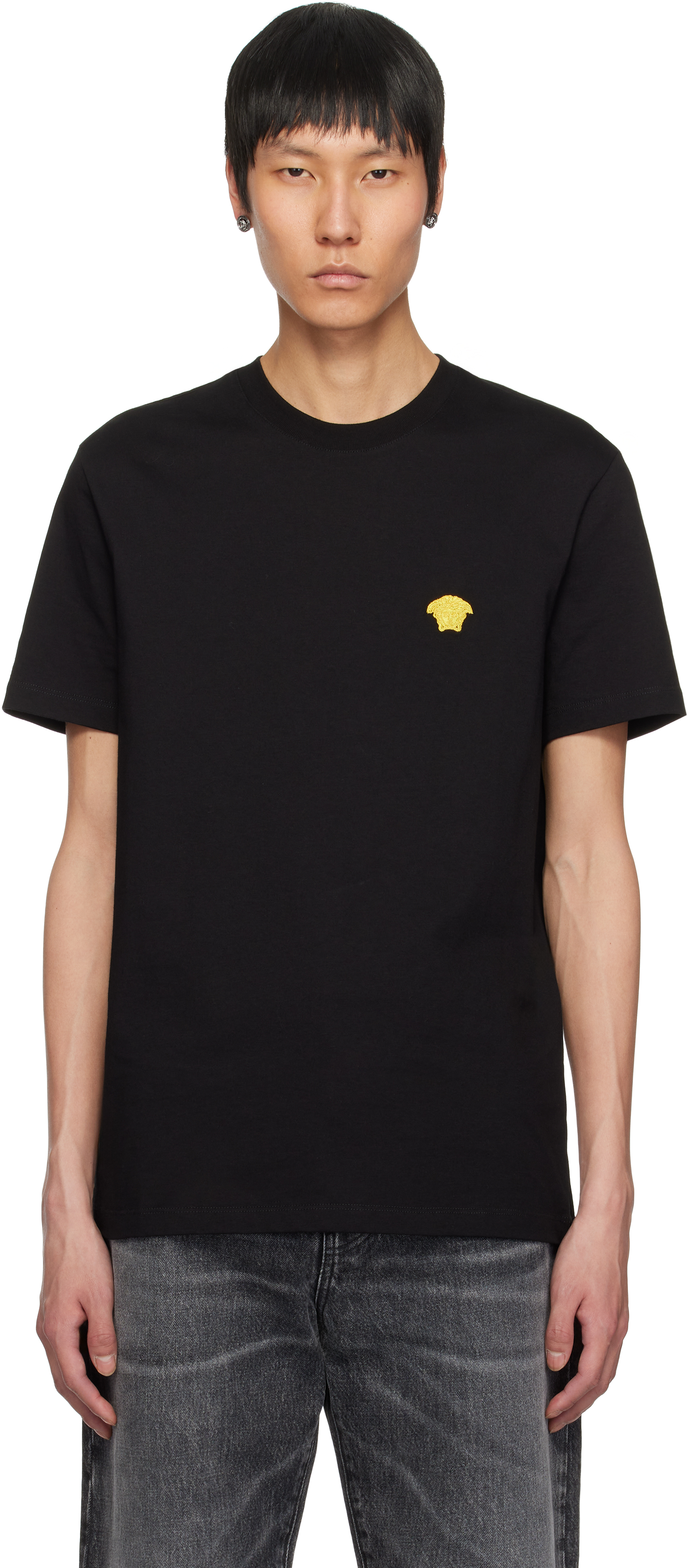 Versace: ブラック メドゥーサ Tシャツ | SSENSE 日本