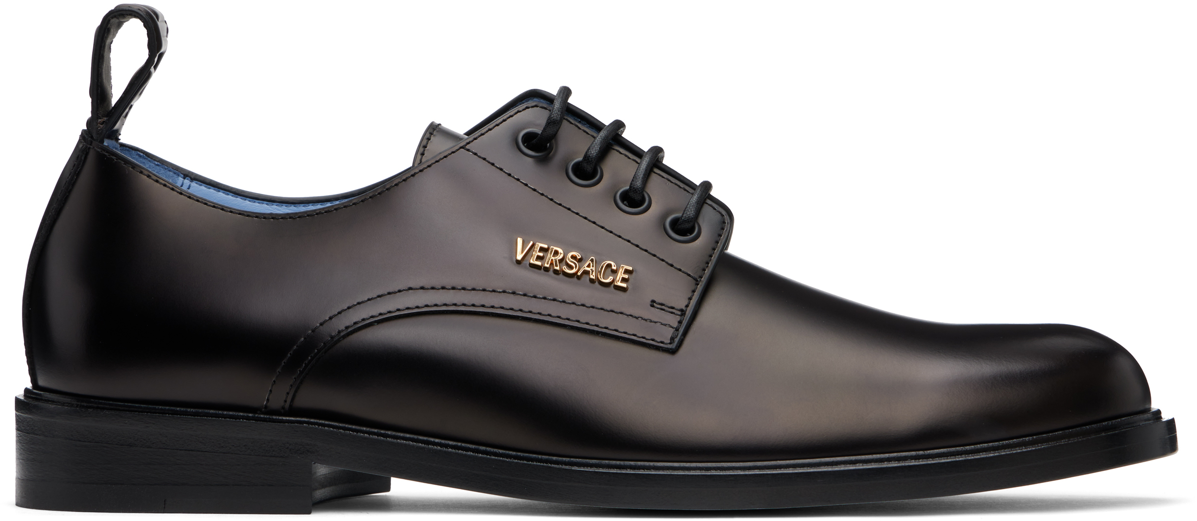 Black Laced Up Calf Leather Derbys