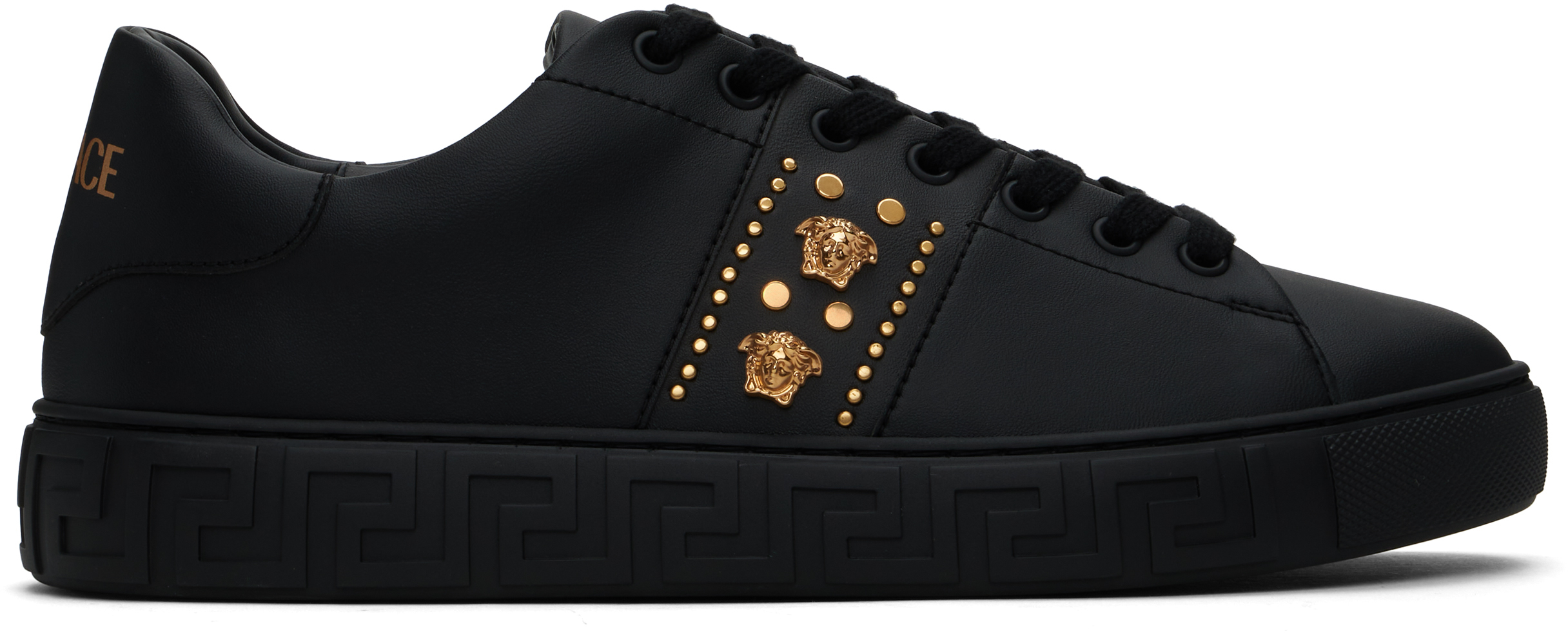 Black Studded Greca Sneakers