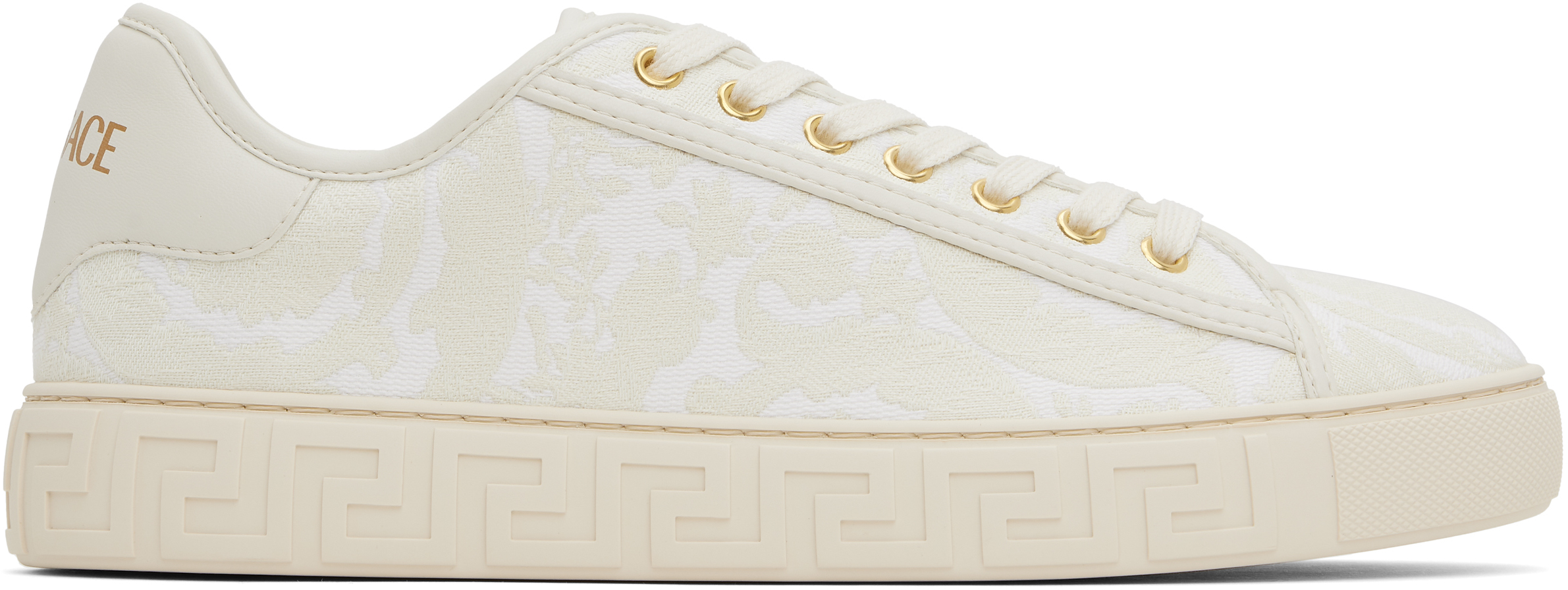 【関税込み】Versace ベージュ バロッコ グレカ スニーカー バロッコ グレカ スニーカー ベージュ,プリント | VERSACE JP