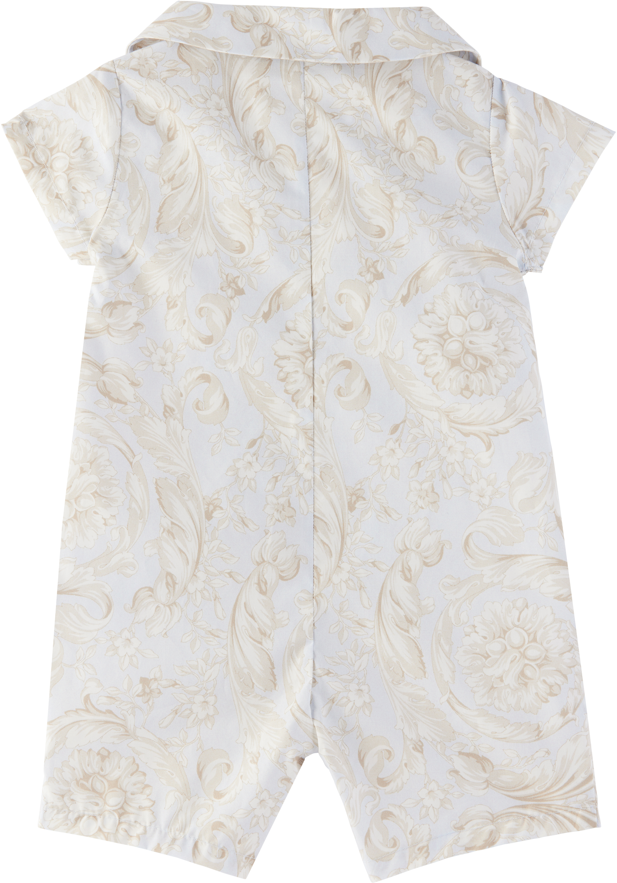 Versace Baby Blue Barocco Romper In 5uc20-new Born Blue+