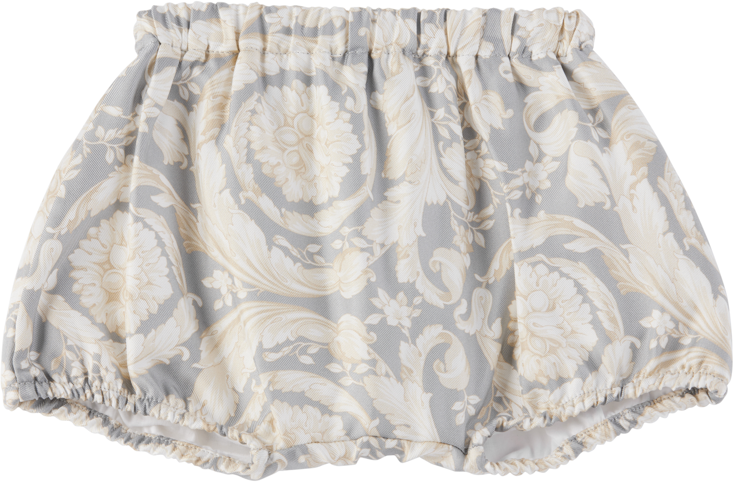 Versace Baby Gray Barocco Dress & Bloomers Set In 2eo90-concretebone+b