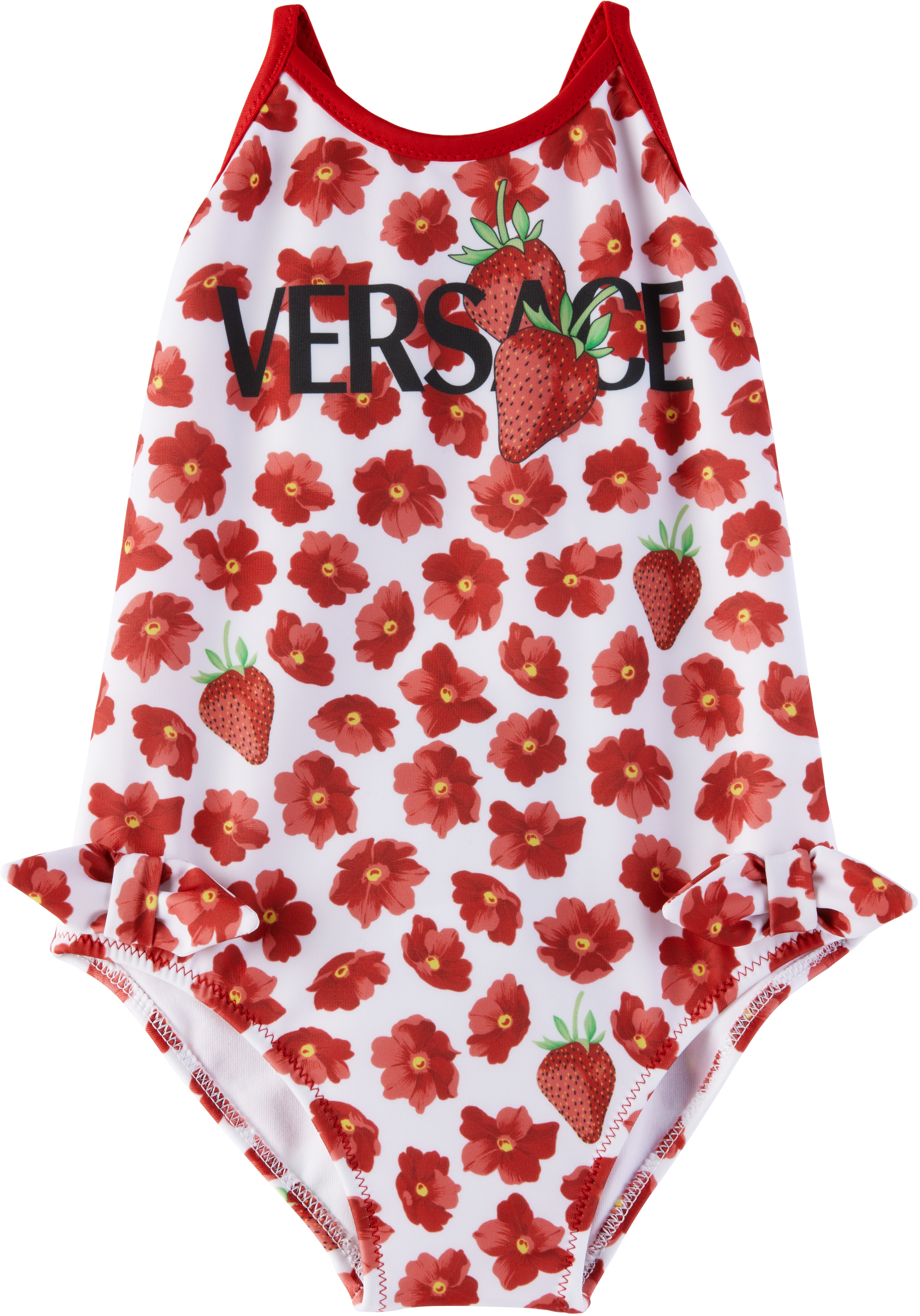 Baby White & Red Strawberry Garden Swimsuit
