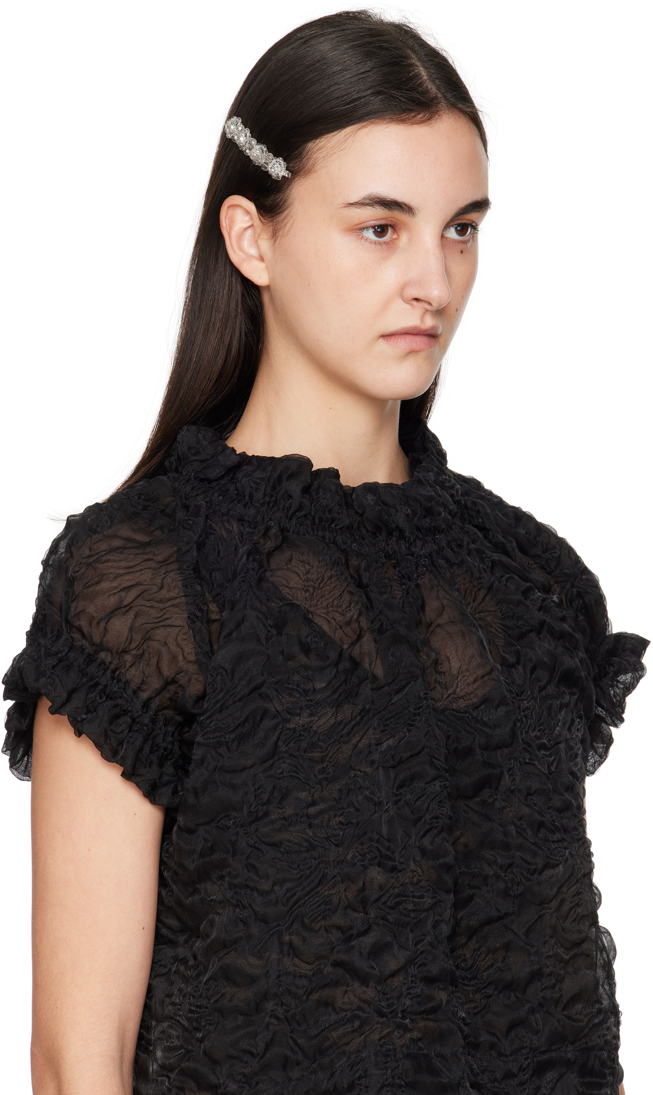 SIMONE ROCHA SILVER & GRAY FLOWER HAIR CLIP