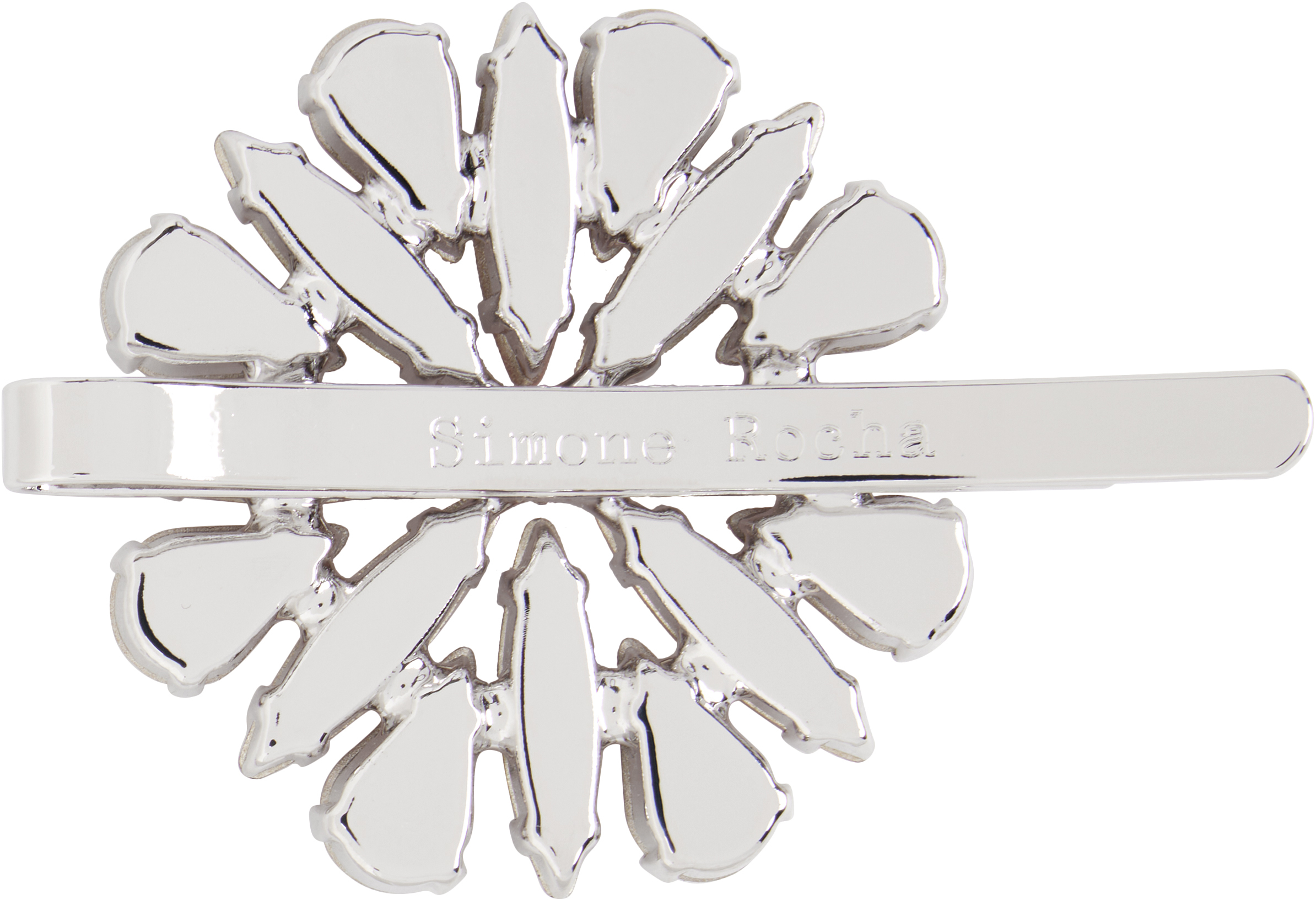 Simone Rocha Silver & Pink Crystal Blossom Hair Clip In Rose