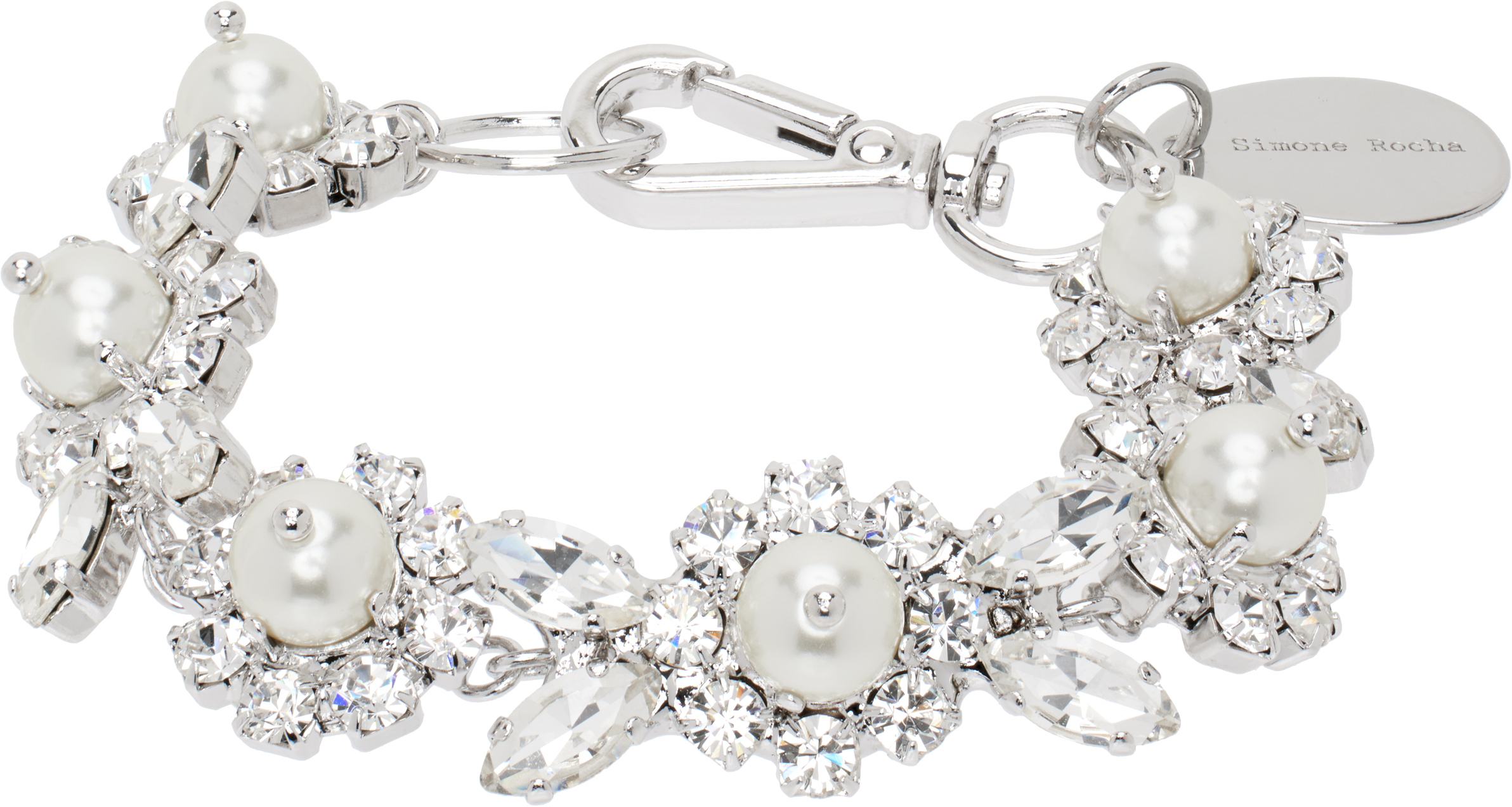 Silver Pearl 
Crystal Daisy Floret Bracelet