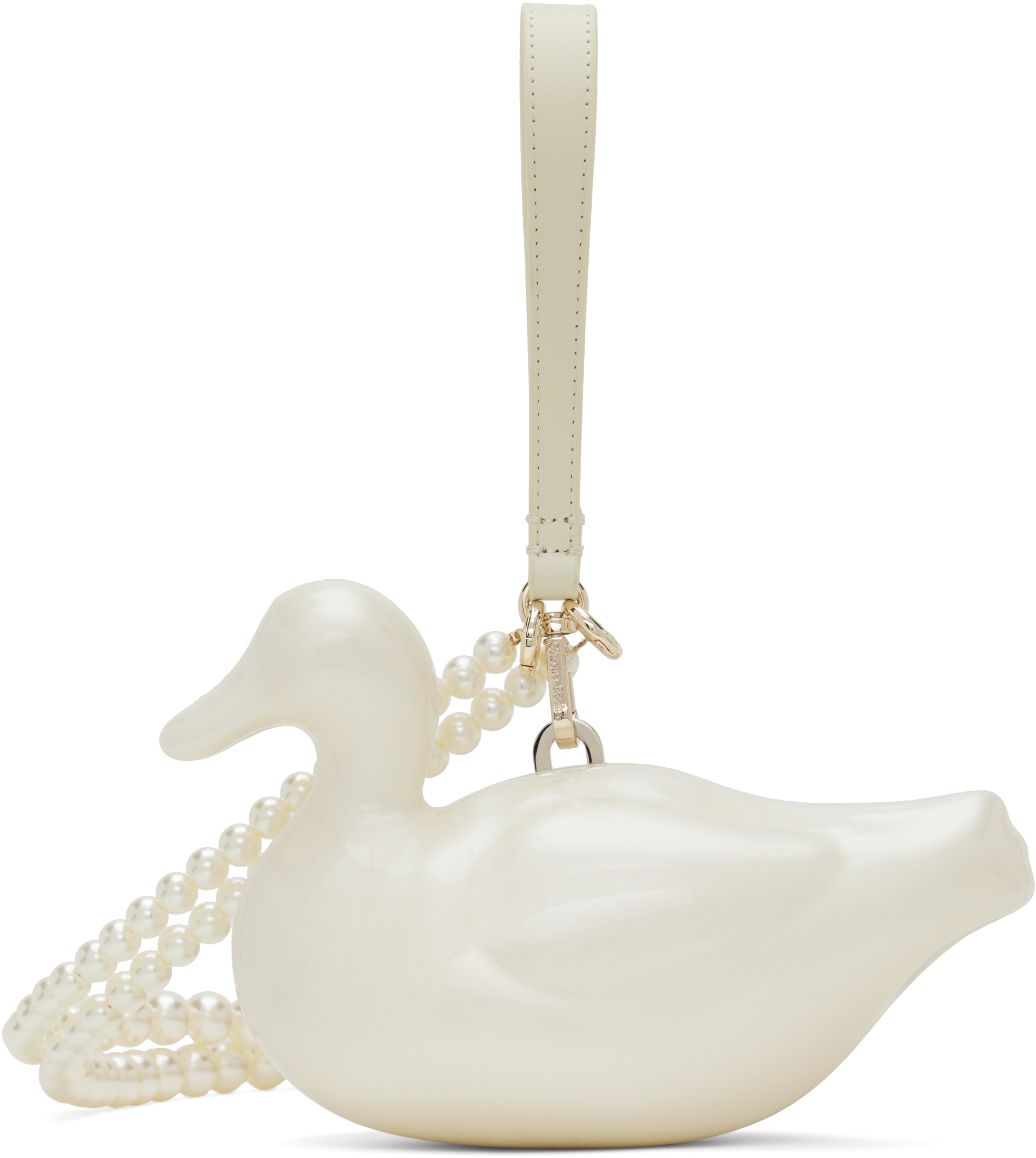 【関税込み】Simone Rocha オフホワイト Pearl Duck クラッチ Simone Rocha: Off-White Pearl Duck Clutch | SSENSE