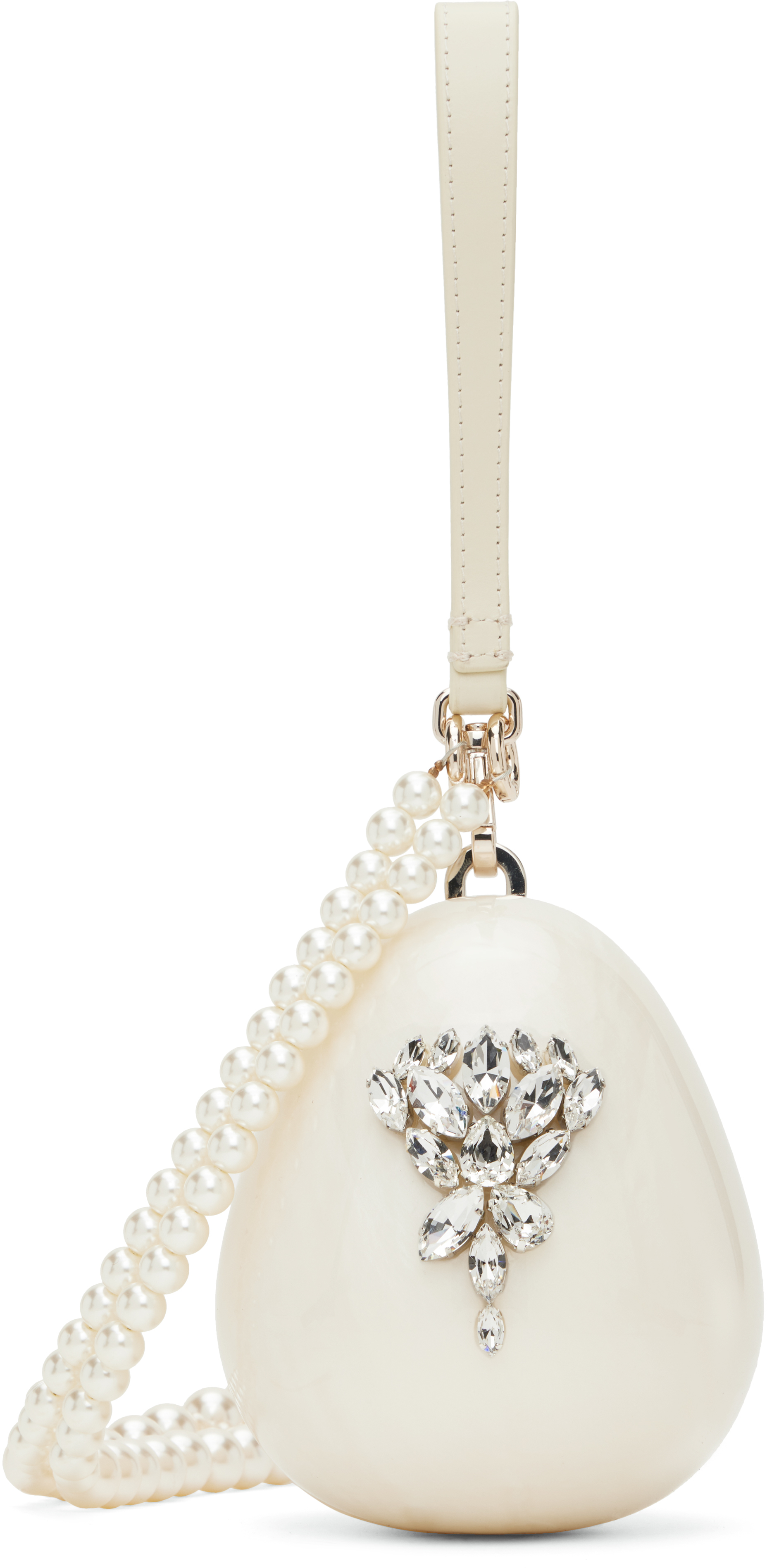 Off-White Embellished Micro Pearl Egg Bag