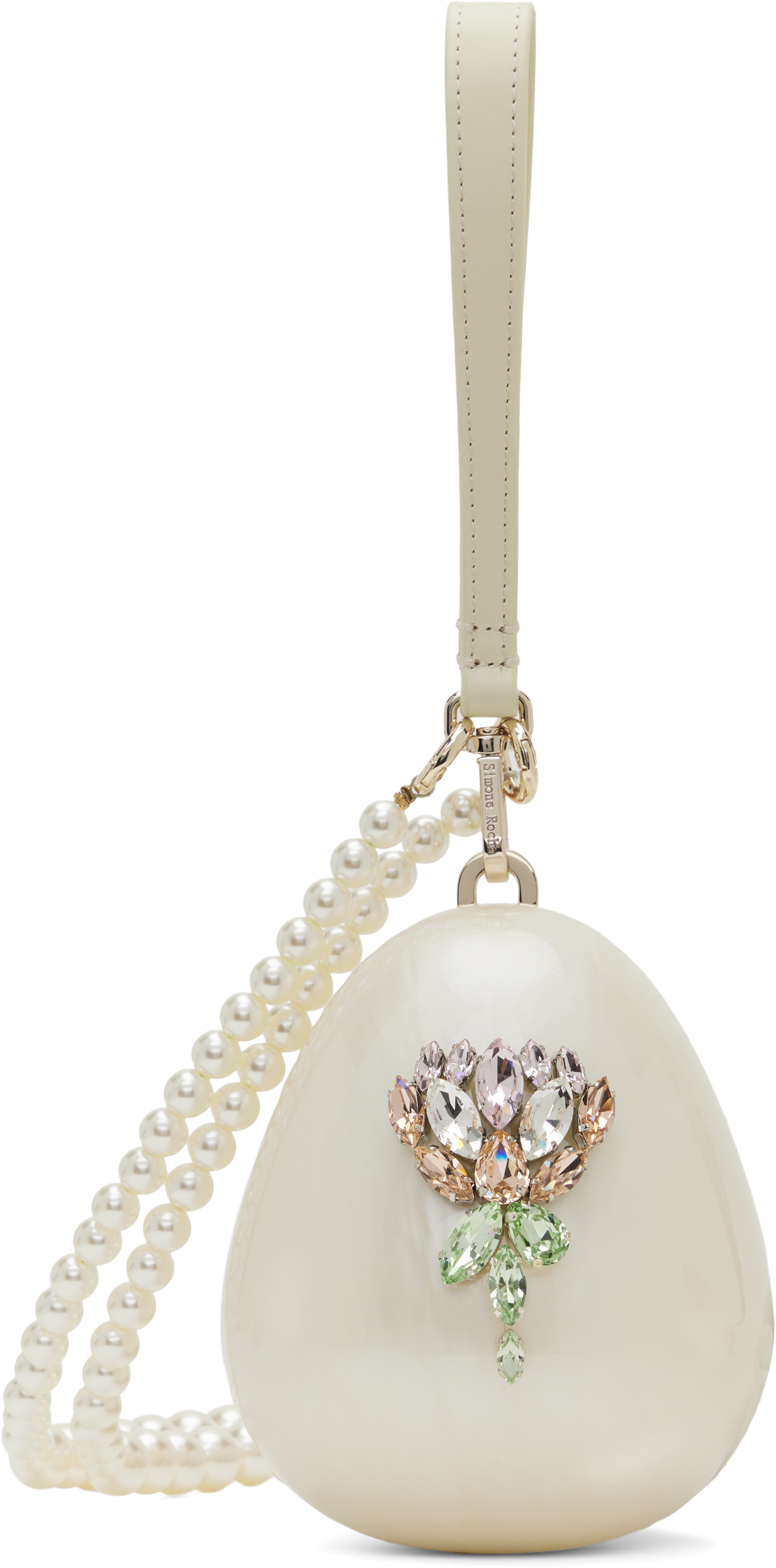 Off-White Embellished Micro Pearl Egg Bag