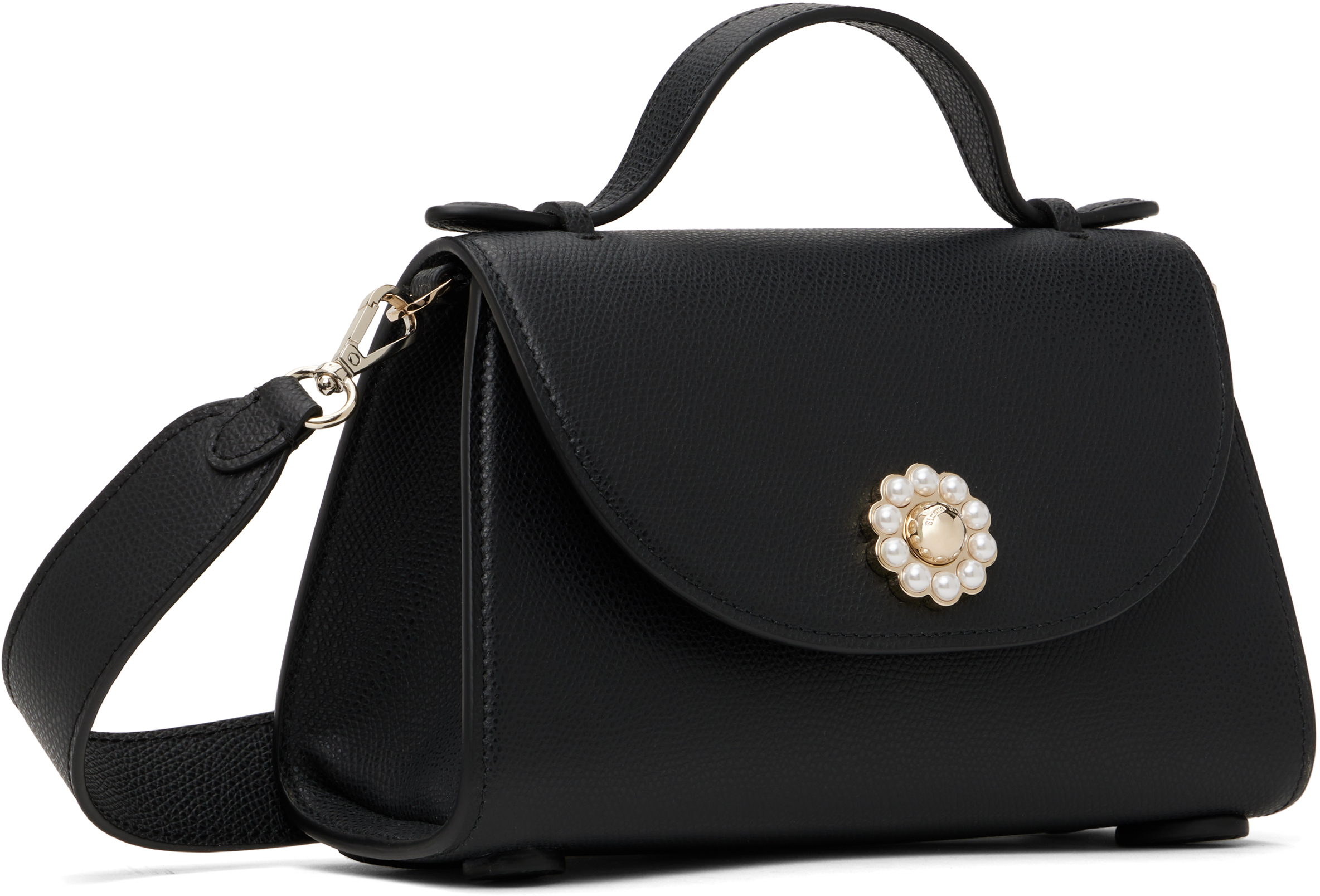 Simone Rocha Valentine Pochette Leather Shoulder Bag In Black/pearl