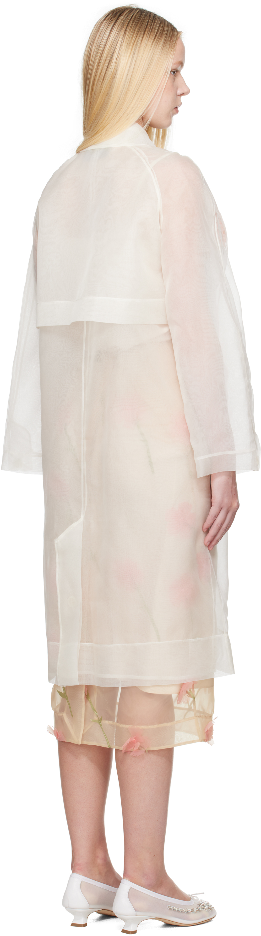 Simone Rocha Off-white Stuffed Carnation Car Coat
