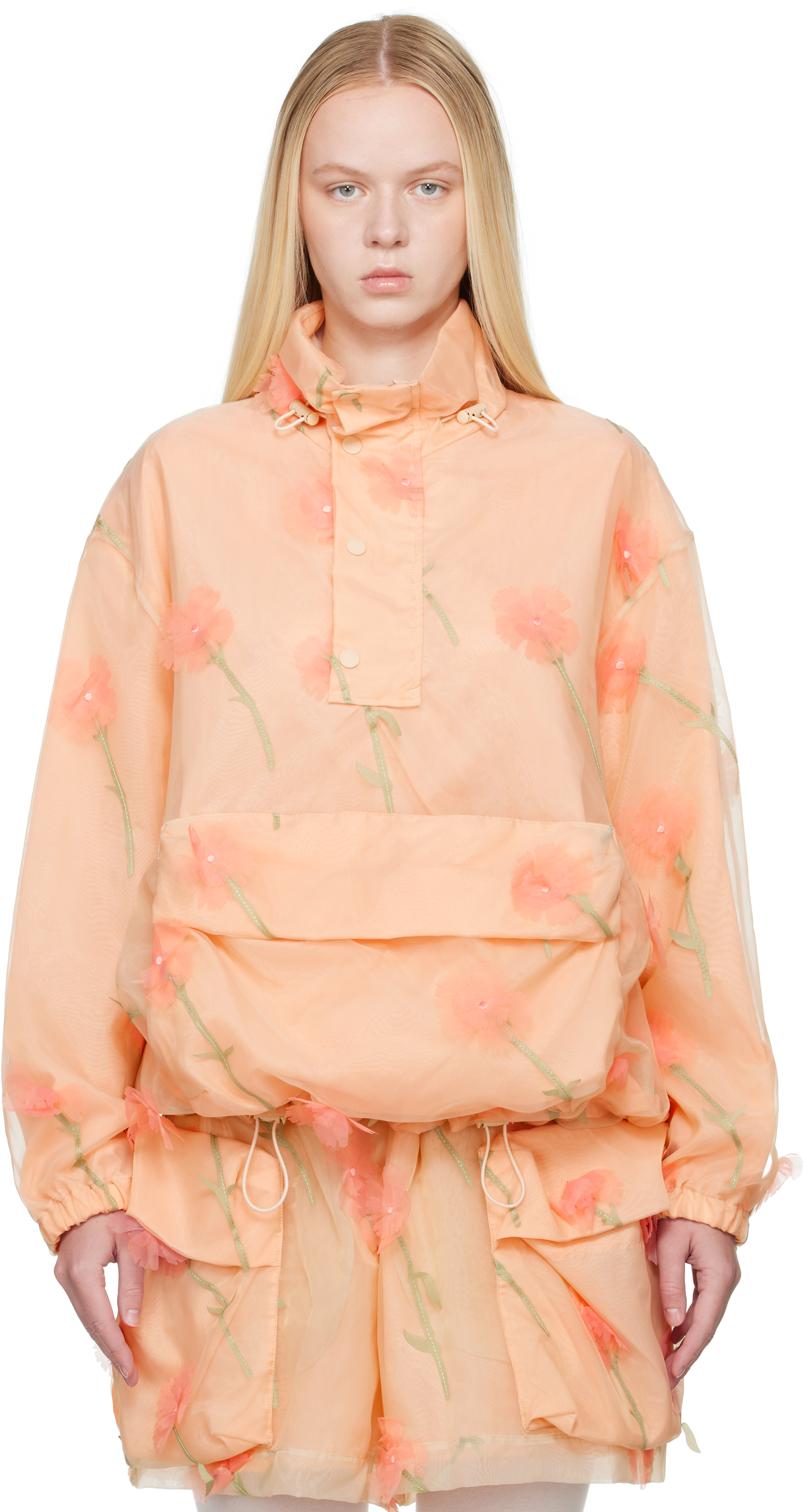 Simone Rocha Pink Carnation Organza Cagoule Jacket