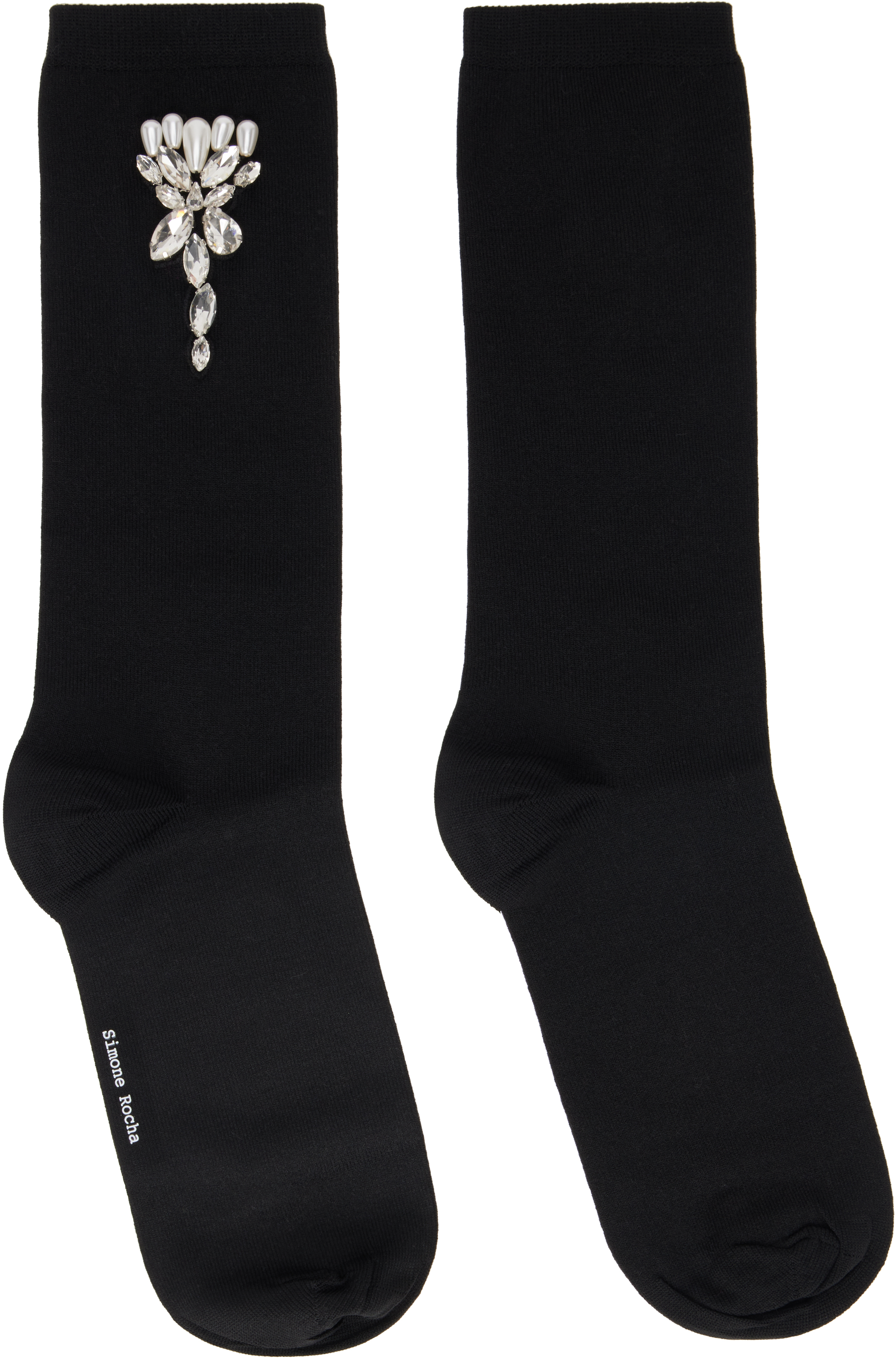 Black Embellished Carnation Socks