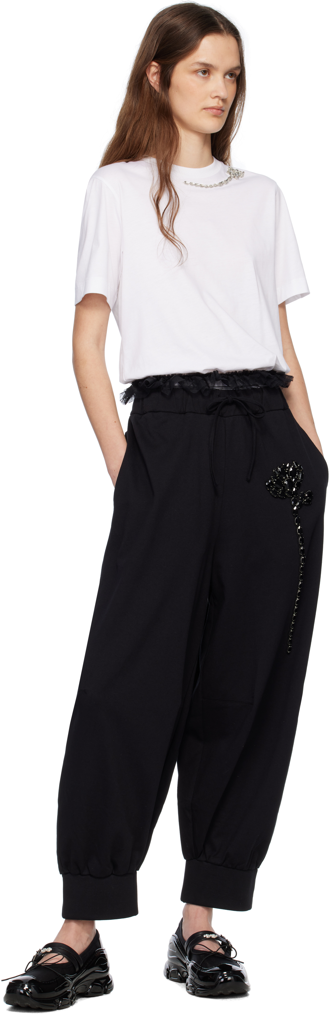 Simone Rocha Elastic Waist Sweatpants In Black/jet