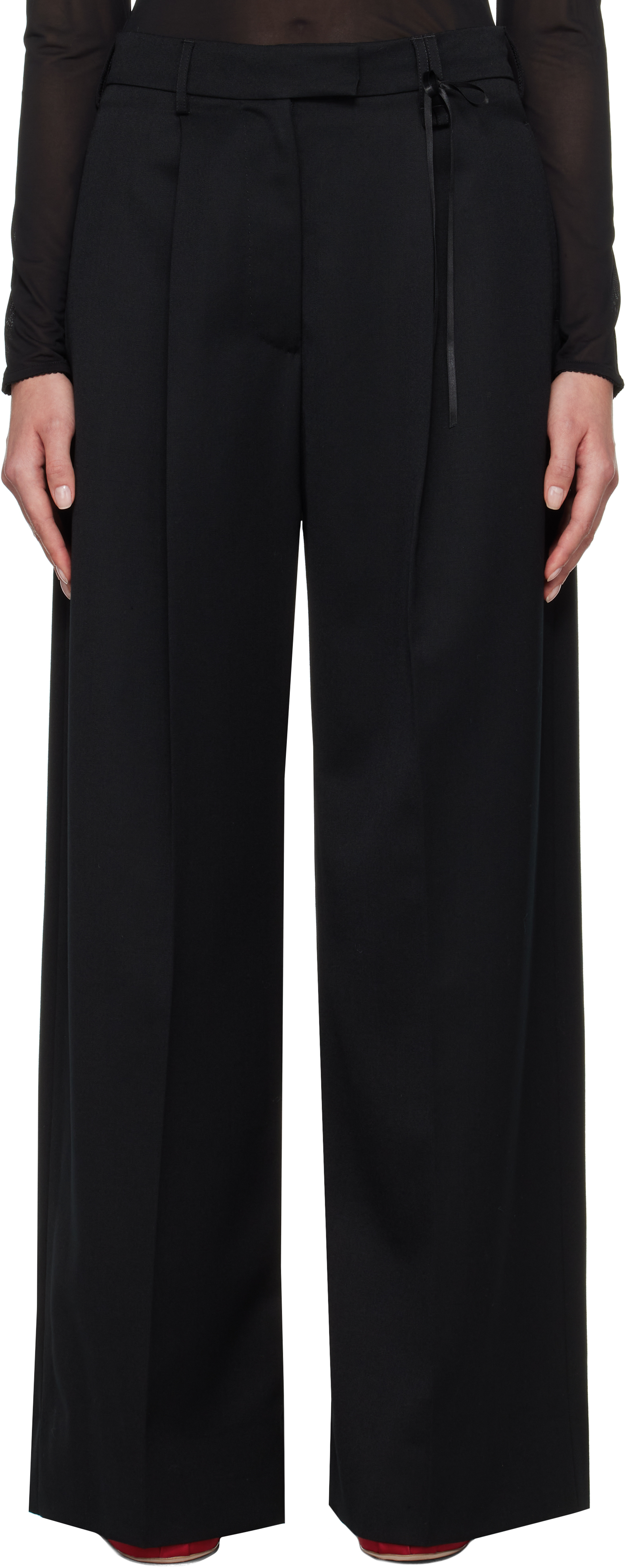 Black Wide Leg Puddle Trousers