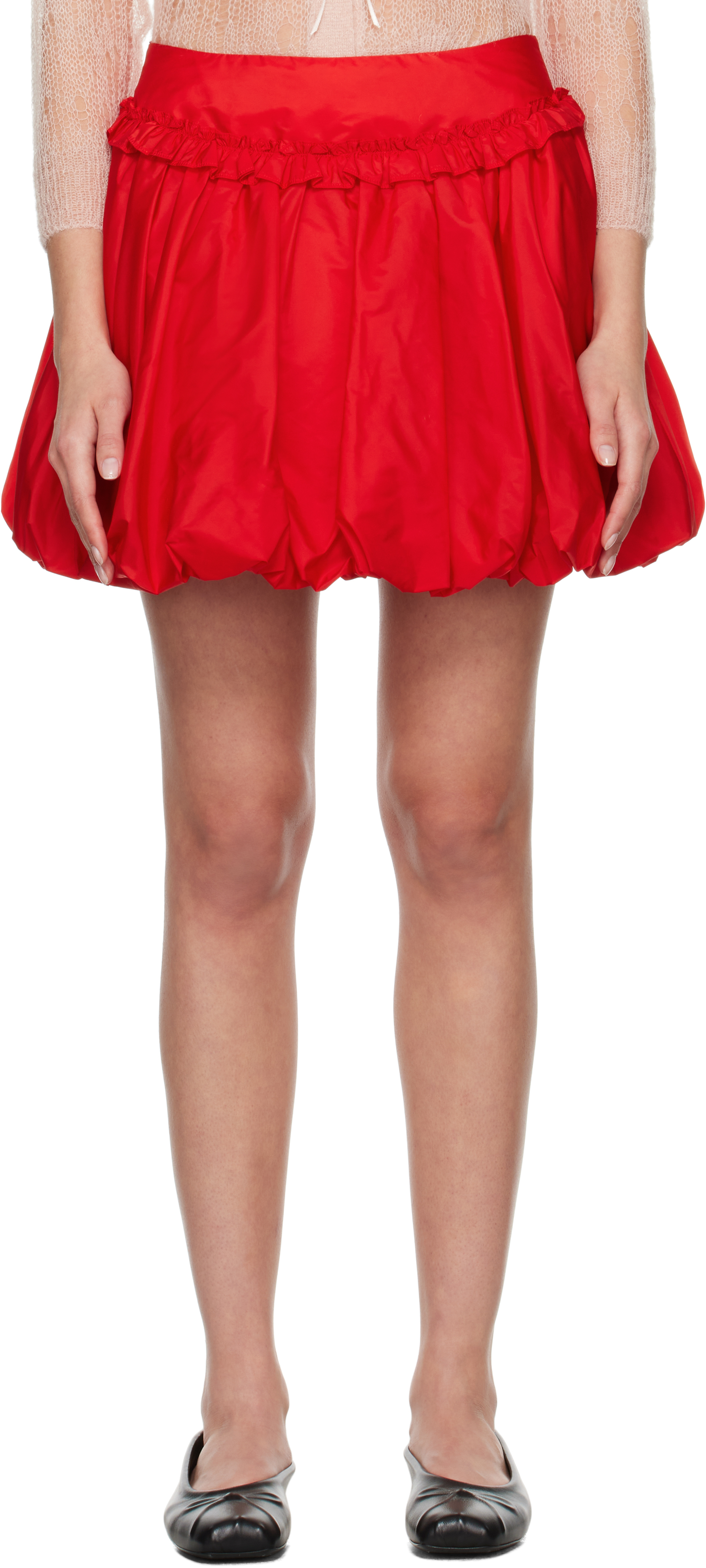 Simone Rocha Red Gathered Bubble Miniskirt In Red