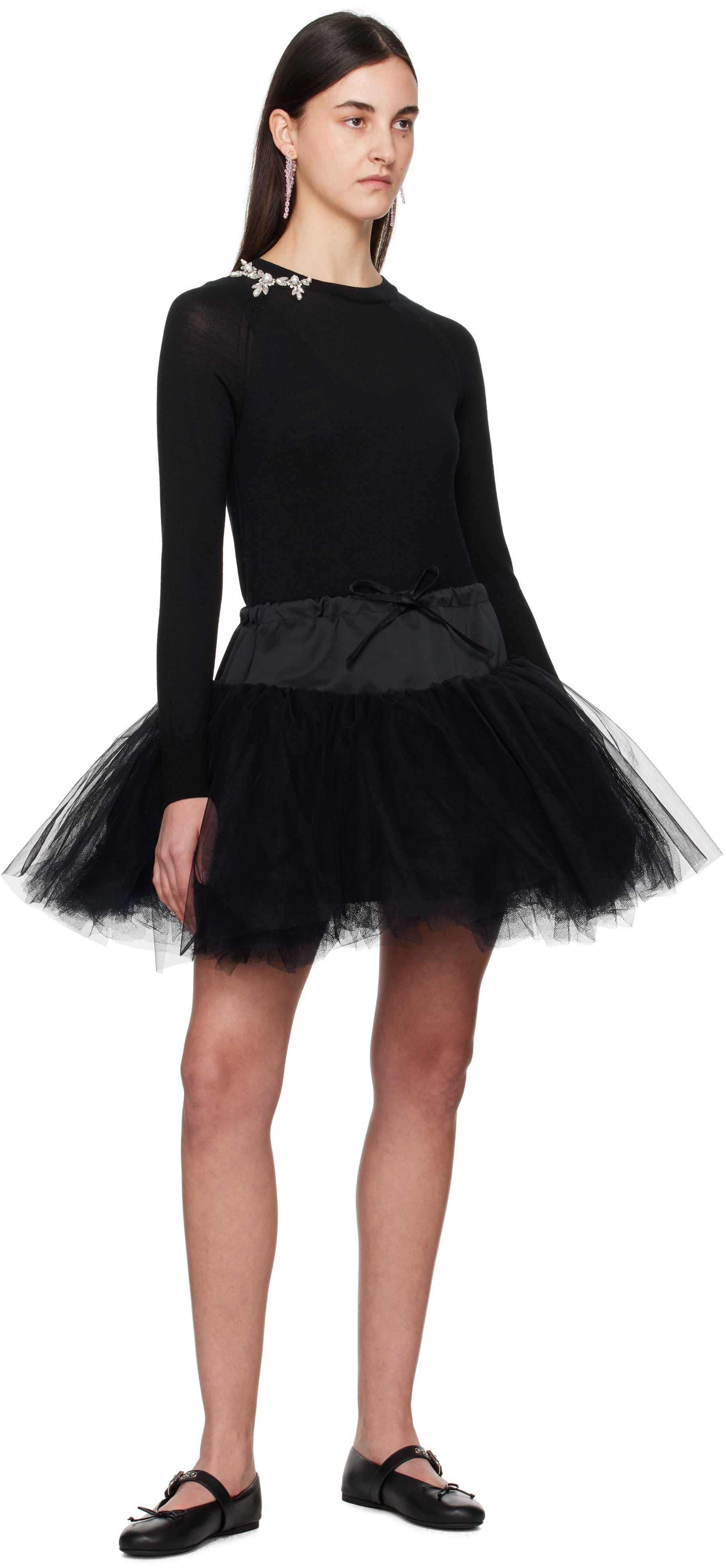 Simone Rocha Black Elasticated Ballet Tutu Minikirt In Black