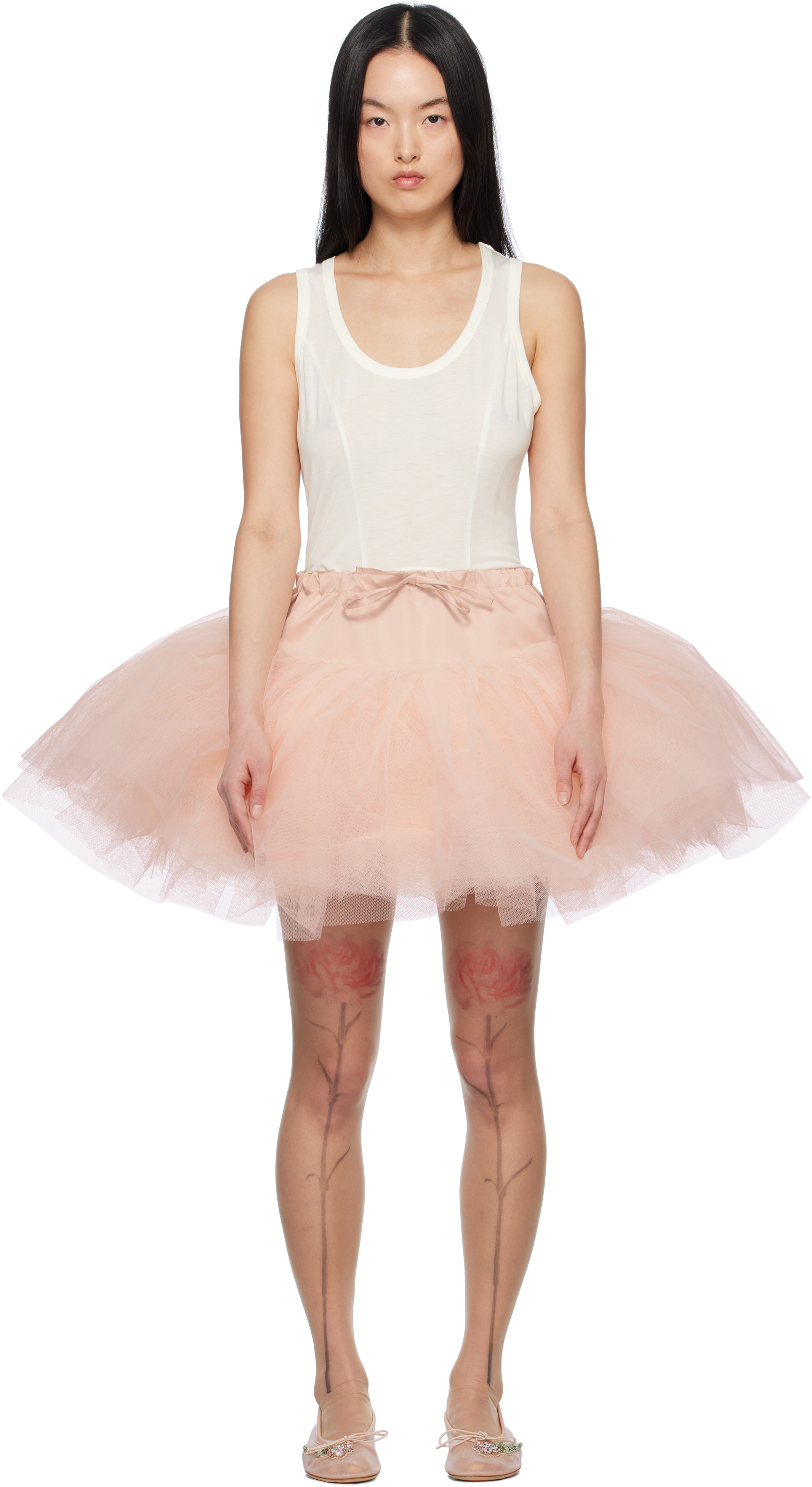 【SIMONE ROCHA】ピンク フリルチュールミニスカート Ruffled tulle miniskirt in pink - Simone Rocha | Mytheresa