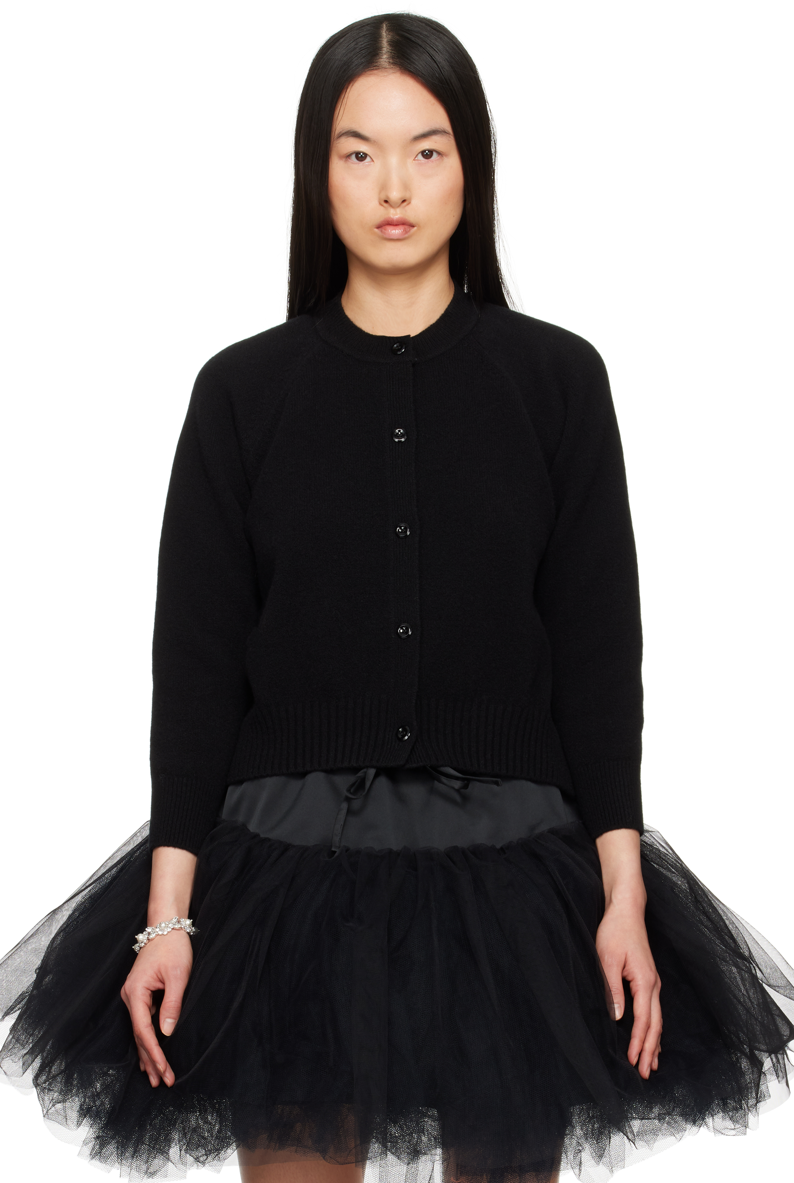Simone Rocha Black Open Back Cardigan In Black