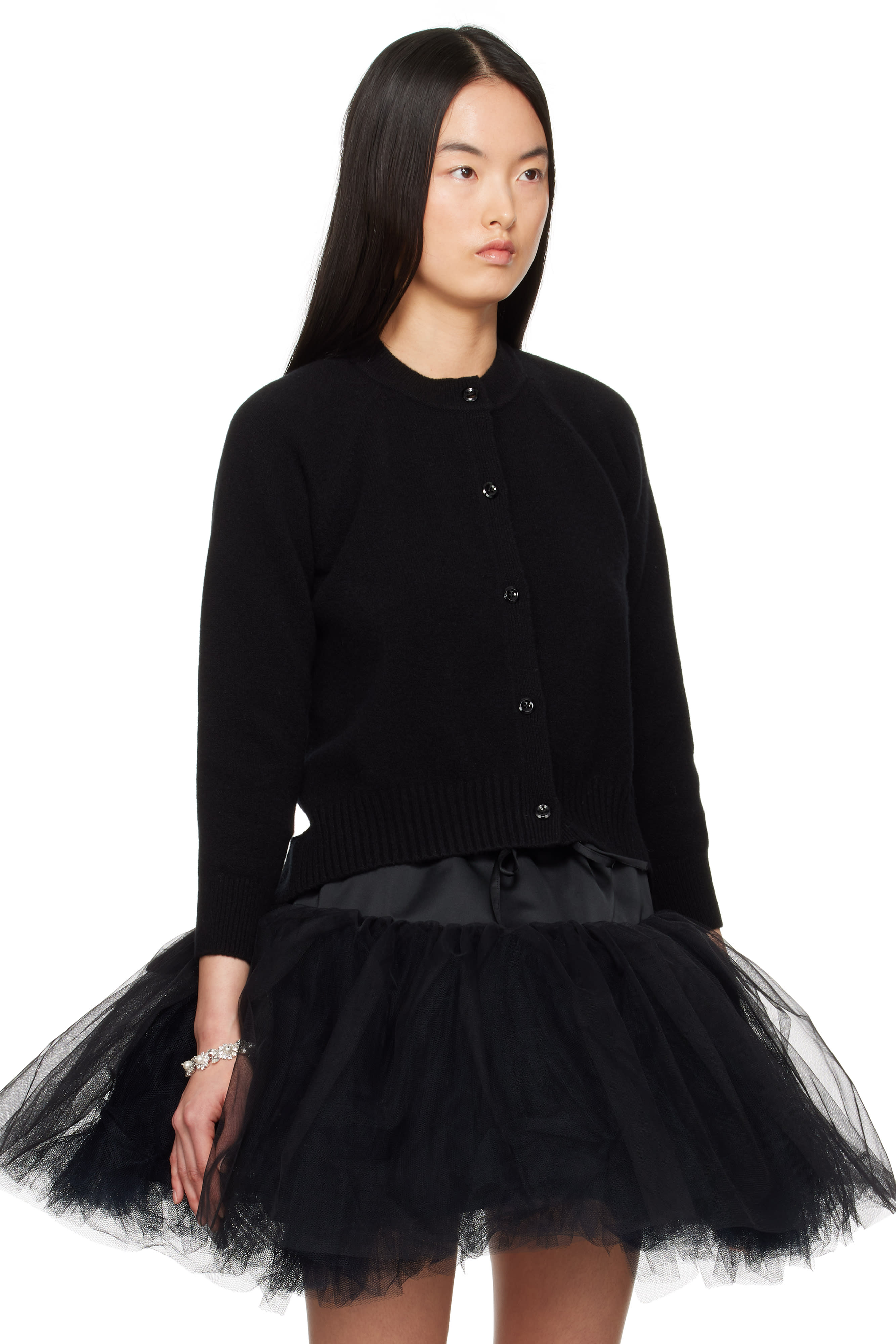 Simone Rocha Black Open Back Cardigan In Black