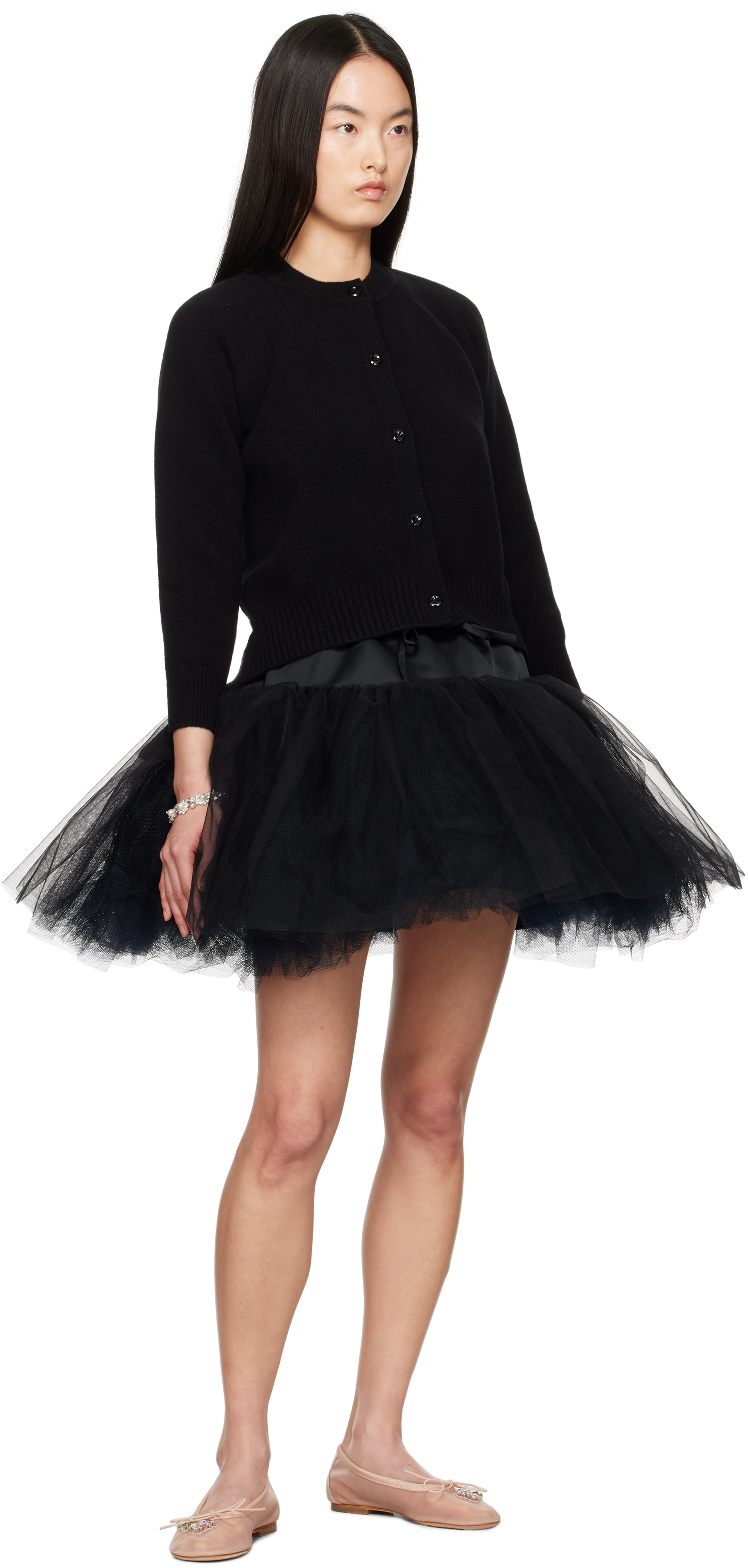 Simone Rocha Black Open Back Cardigan In Black