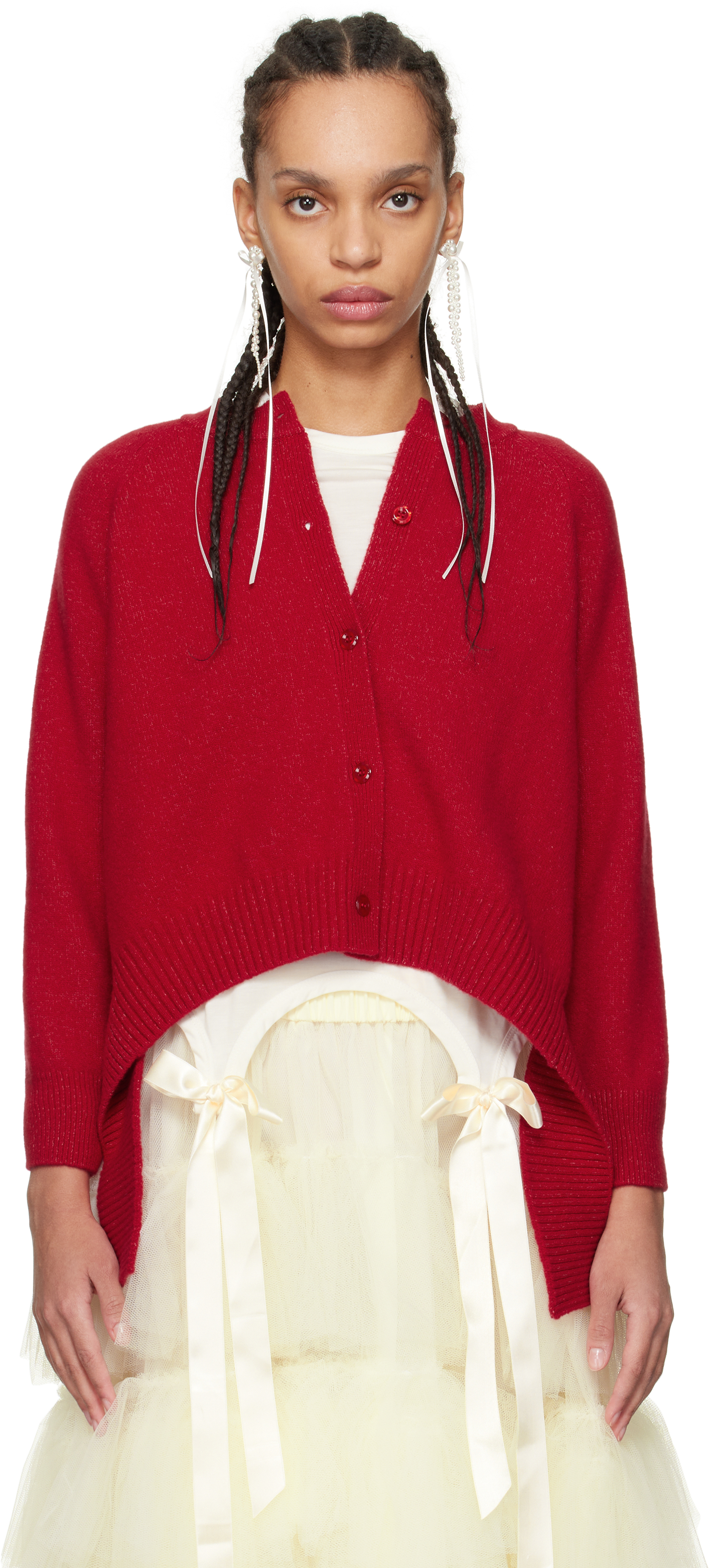 Red Open Back Cardigan