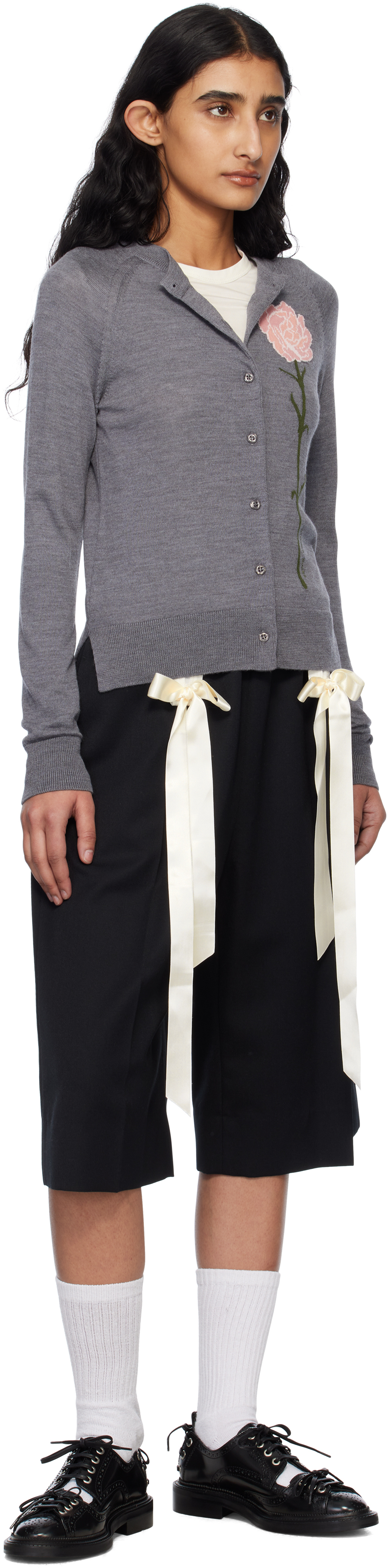 Simone Rocha Gray Carnation Cardigan In Pebble
